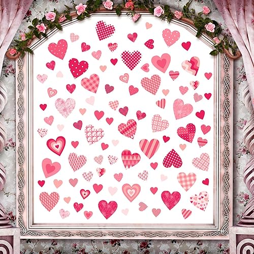 Calcomanías de doble cara para ventana de corazón para el día de San Valentín, diseño de corazón Gonme Gonme, calcomanías románticas para ventana,