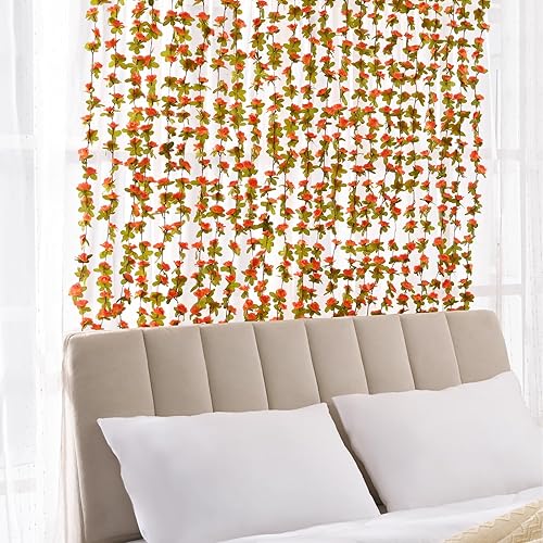 Miniatura 3 de BLEUM CADE 2 guirnaldas de flores de otoño de 16.4 pies para decoración de habitaciones, lindas vides colgantes de flores falsas para decoración de