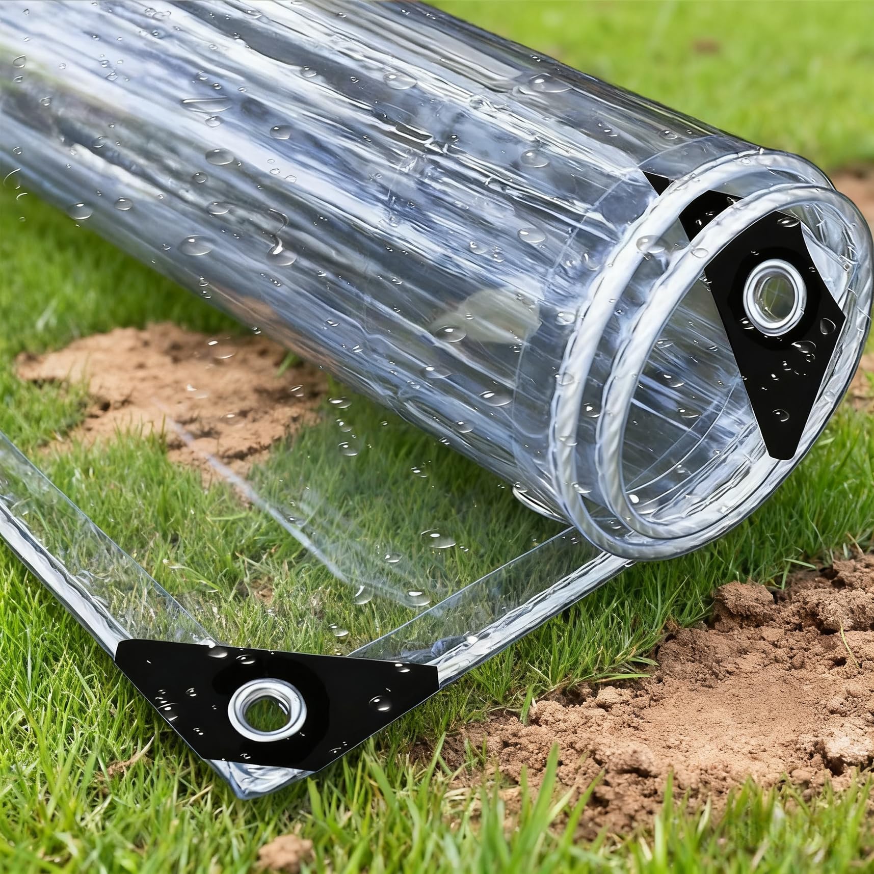 Telo Impermeabile Esterno 350 x 460 cm Trasparente, Antipolvere, Impermeabile, Resistente Alle Intemperie Telo Protettivo Multiuso per Balcone, Mobili da Giardino, A