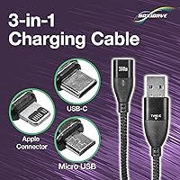 Vista 4 de BoxWave Cable compatible con GameSir G7 SE, MagnetoSnap PD AllCharge (100 W), carga magnética trenzada USB tipo C Micro - negro azabache
