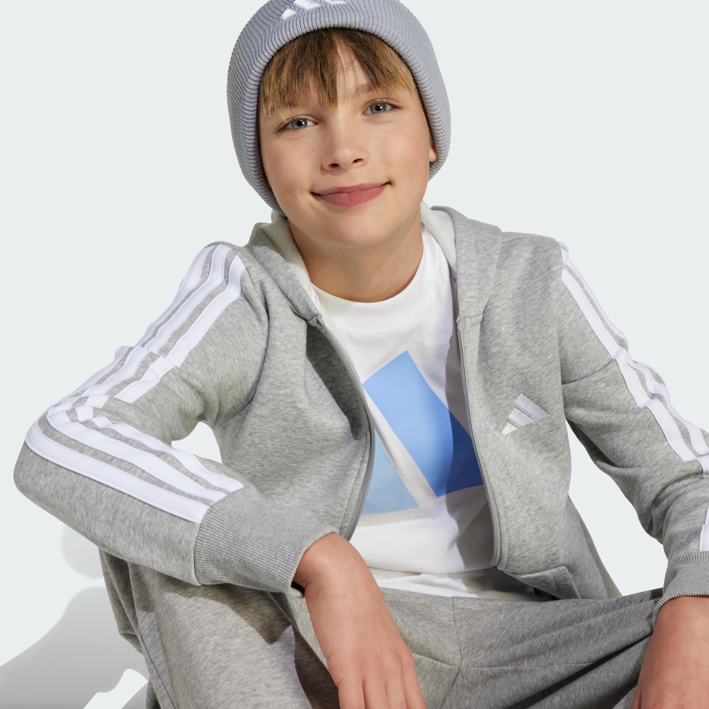 adidas Kids Felpa con Cappuccio Essentials Full-Zip Junior