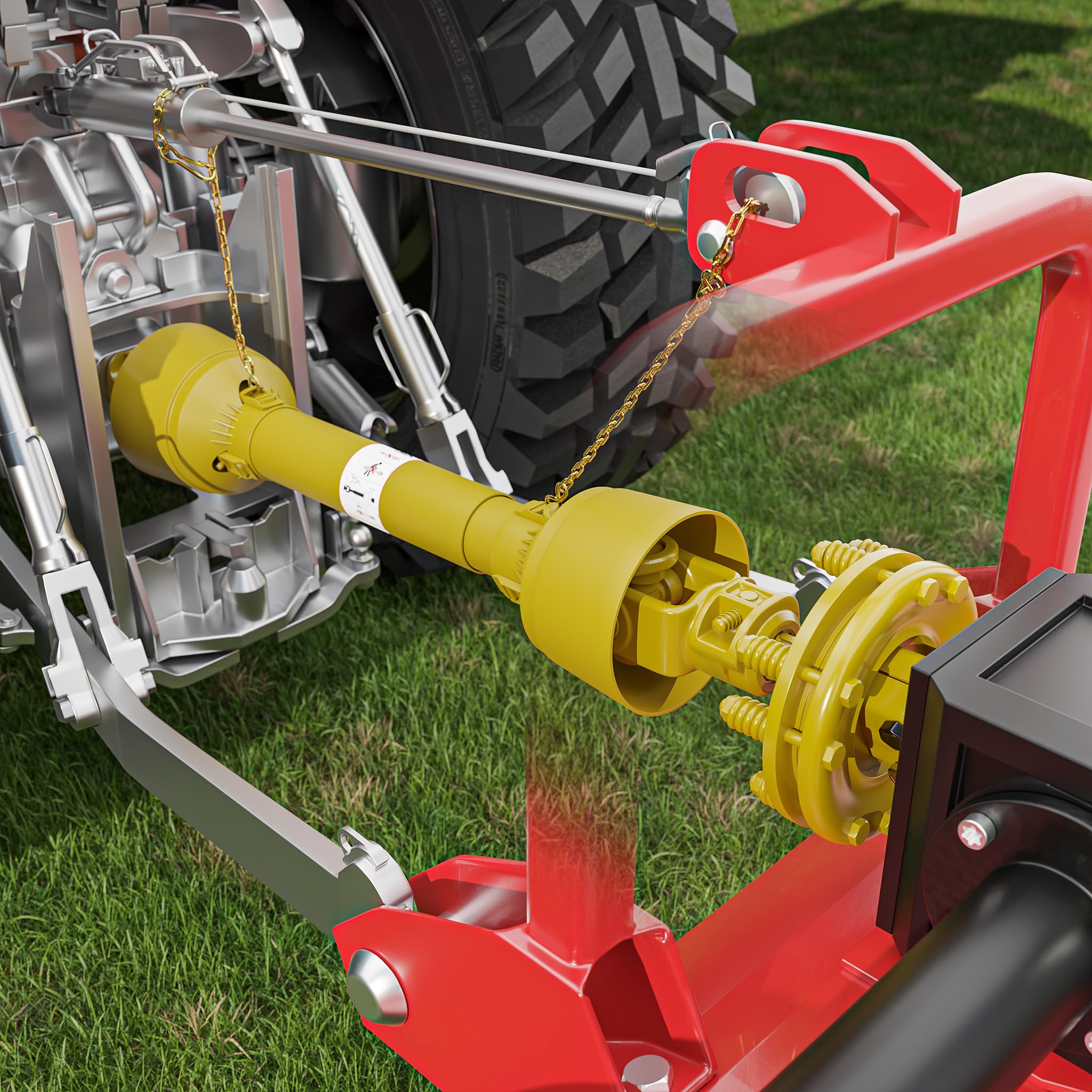 WilTec Embrayage de Cardan - 6 Dents / 1 3/8" (34,9 mm) / Filets Femelle et Mâle / 1200 Nm Max. - Raccord pour Arbre de Transmission - Couleur Jaune