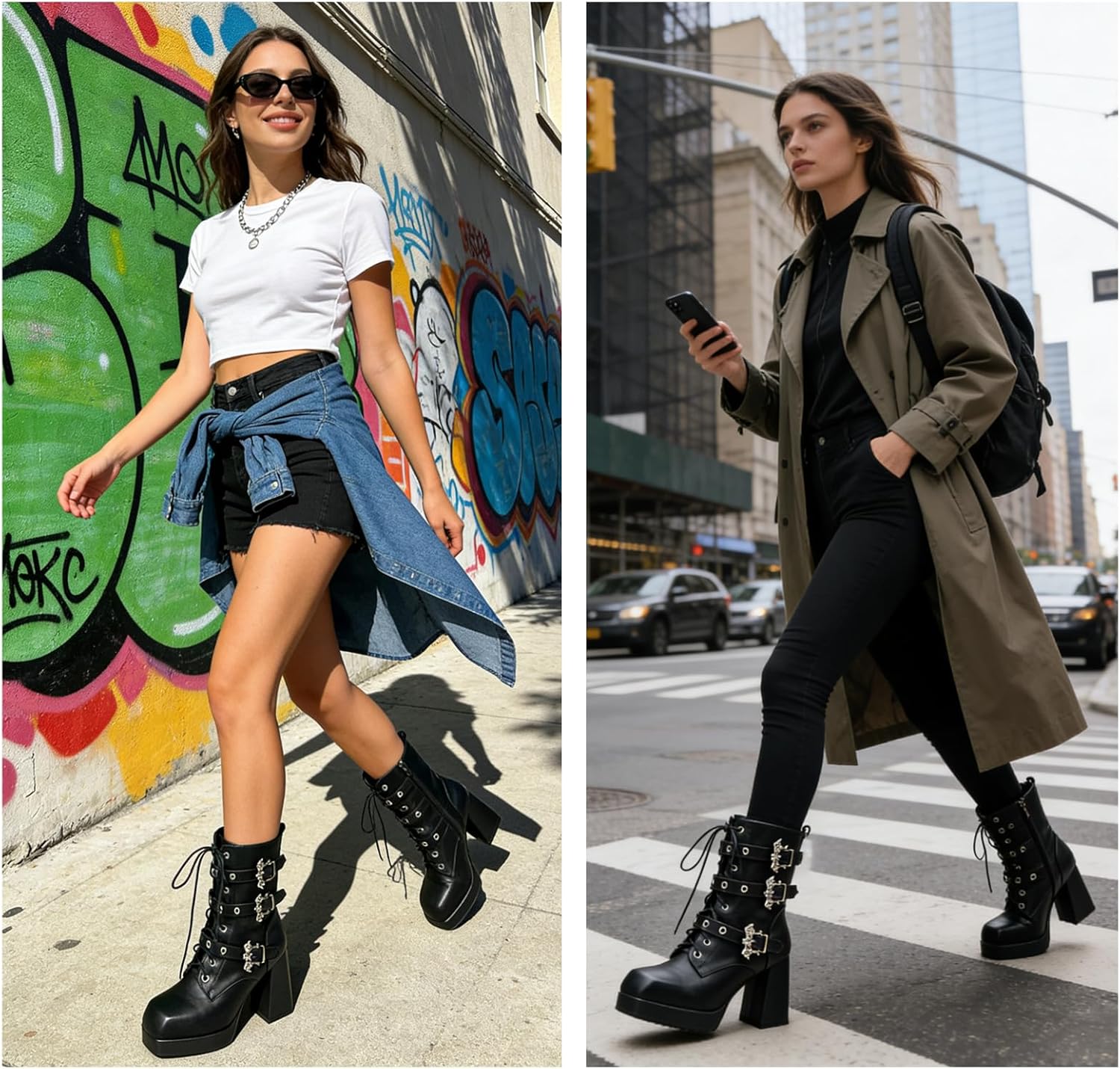 Platform Boots For Women Black Chunky Boot Goth Ankle Booties Bead Lace Lolita Dress Shoes With Zipper - Image 6