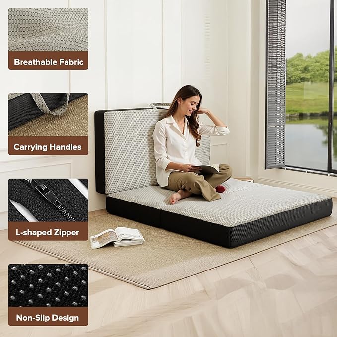 Colchón plegable de espuma memory 6 pulgadas Twin Grey miniatura 6