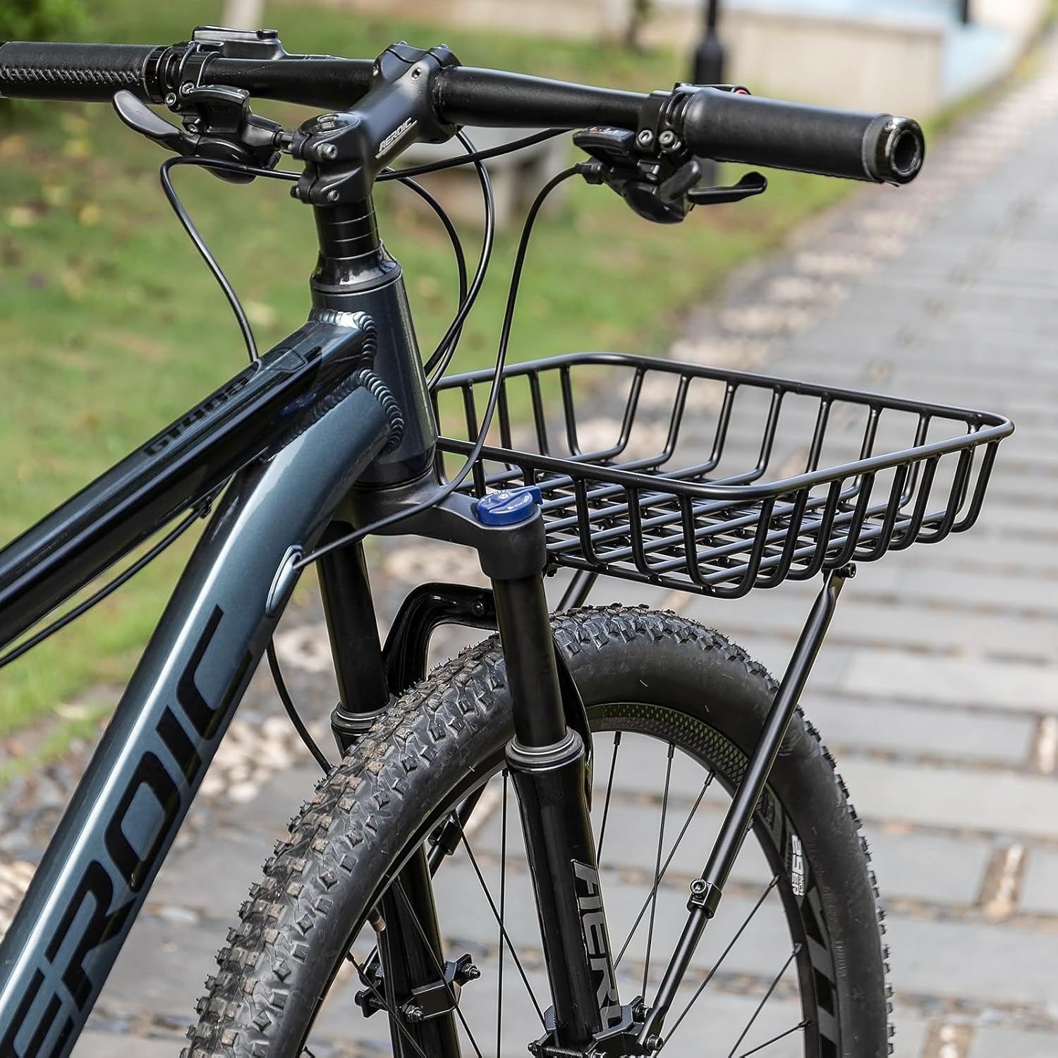 CXWXC kosz rowerowy z uchwytem przednim – Duży kosz rowerowy z przodu z wzmocnieniami – aluminiowy kosz przedni o dużej pojemności