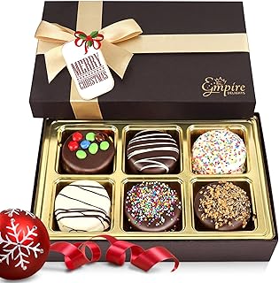 Christmas Cookies Gift Basket - Delicious Chocolate Gift Basket Great for Christmas Holiday Gifts for Men and Women – Fancy Chocolate Covered Cookies for Gifting