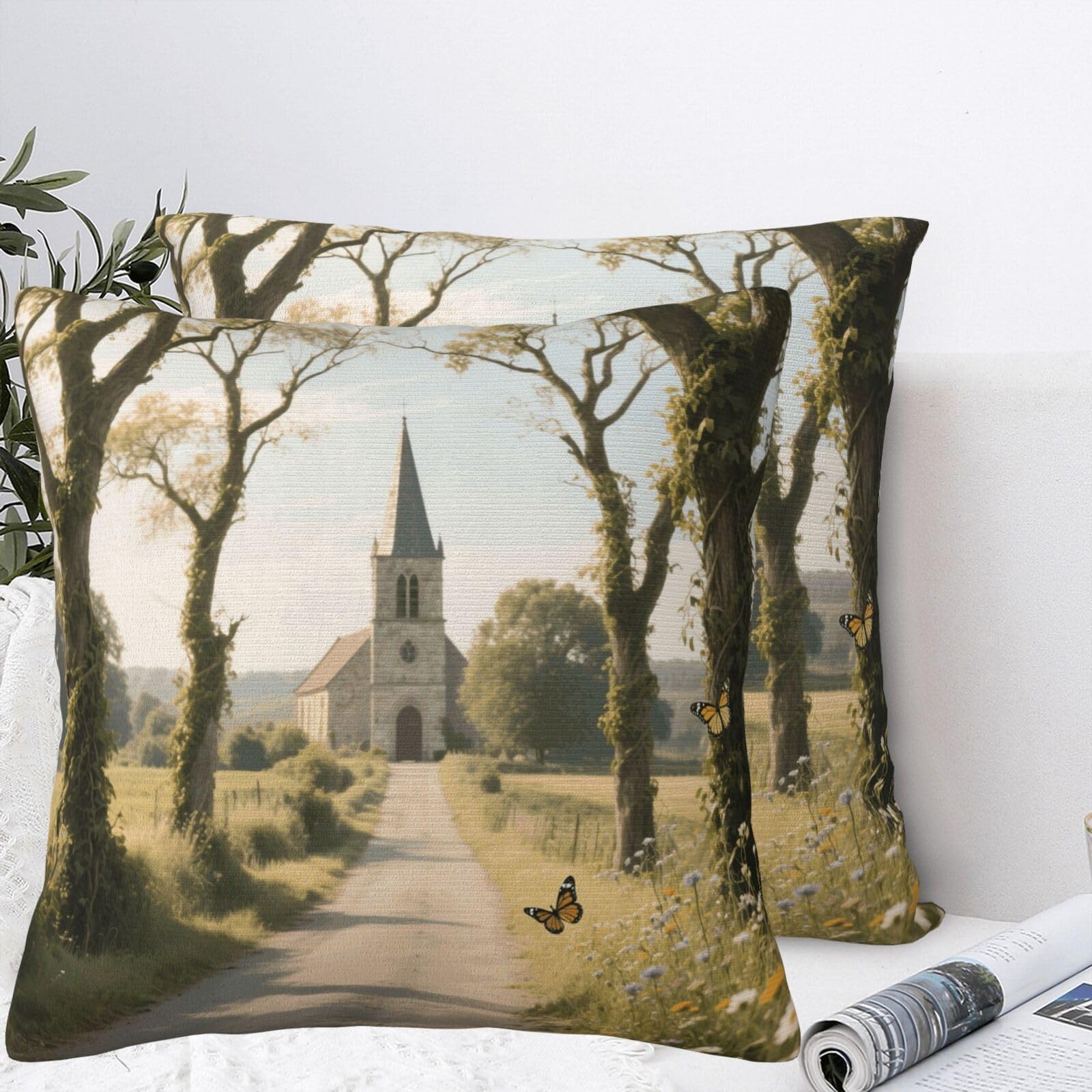 LMNGH French Country Plush Throw Pillow Covers 22"X22",Soft Cozy Couch Cushion Covers Decorative Pillow Cases for Holiday Home Bedroom Sofa Decors