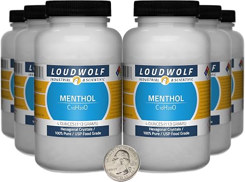 Menthol / 1.5 Pounds / 6 Bottles / 100% Pure USP Food Grade/Hexagonal Crystals