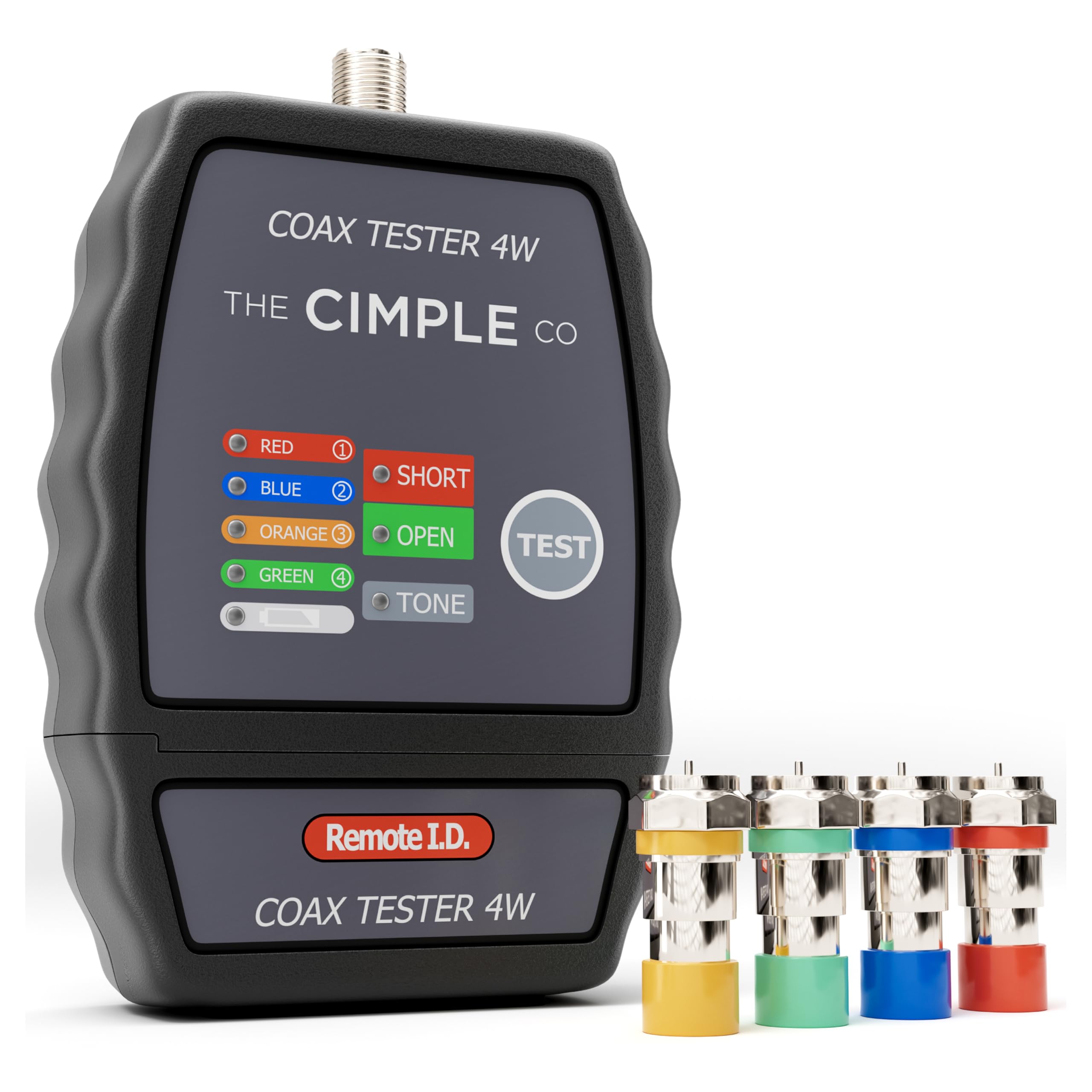 THE CIMPLE CO 4 Port Coax Cable Mapper, Tester, Tracer, and Toner - Commercial Grade Coaxial Wire Continuity Checker