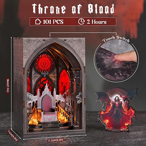 Miniatura 56 de Kit de rincón de libros en miniatura, rompecabezas de madera 3D con luz LED para decoración de estantería (más allá de la biblioteca)