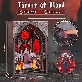 MiniCity Book Nook Kit - DIY Miniature House Kit for Adults, Teens and Beginners, Dollhouse Booknook Library Tiny House Bookshelf Decor, Gifts for Family, Friends (Throne of Blood)