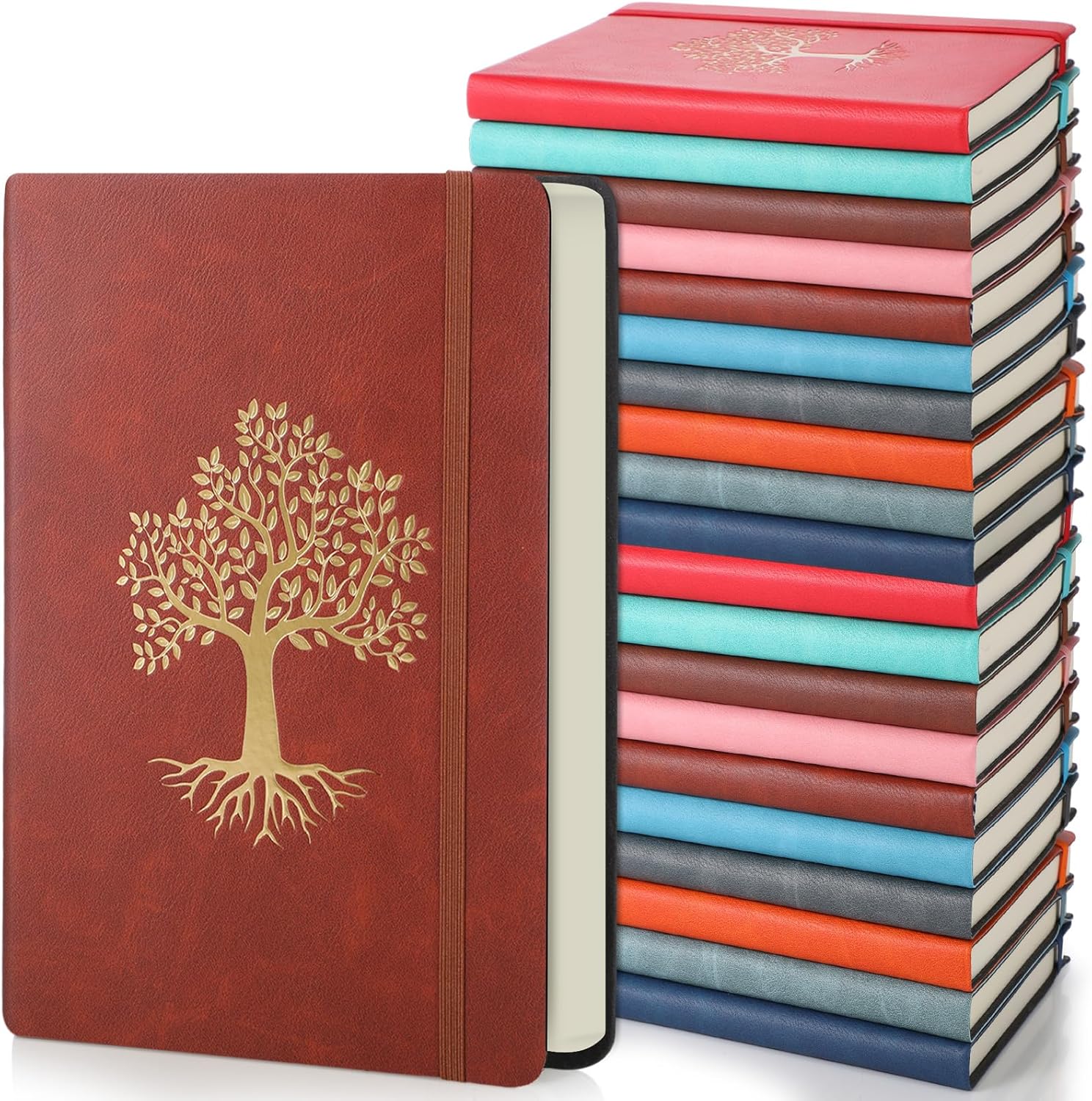 Dispowreath 20 Pack Lined Journal Notebook A5 Leather Hardcover Journals for Writing 200 Pages 10 Colors Notepad for Travel Work School Office Business Note Taking Diary 5.7" x 8.3" (Classic Color)