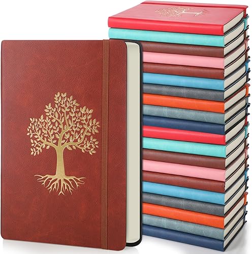 Miniatura 11 de Paquete de 10 Cuadernos de Diario Rayados A5 de Cuero de Tapa Dura para Escribir 200 Páginas 10 Colores Bloc de Notas para Viajes Trabajo Escuela