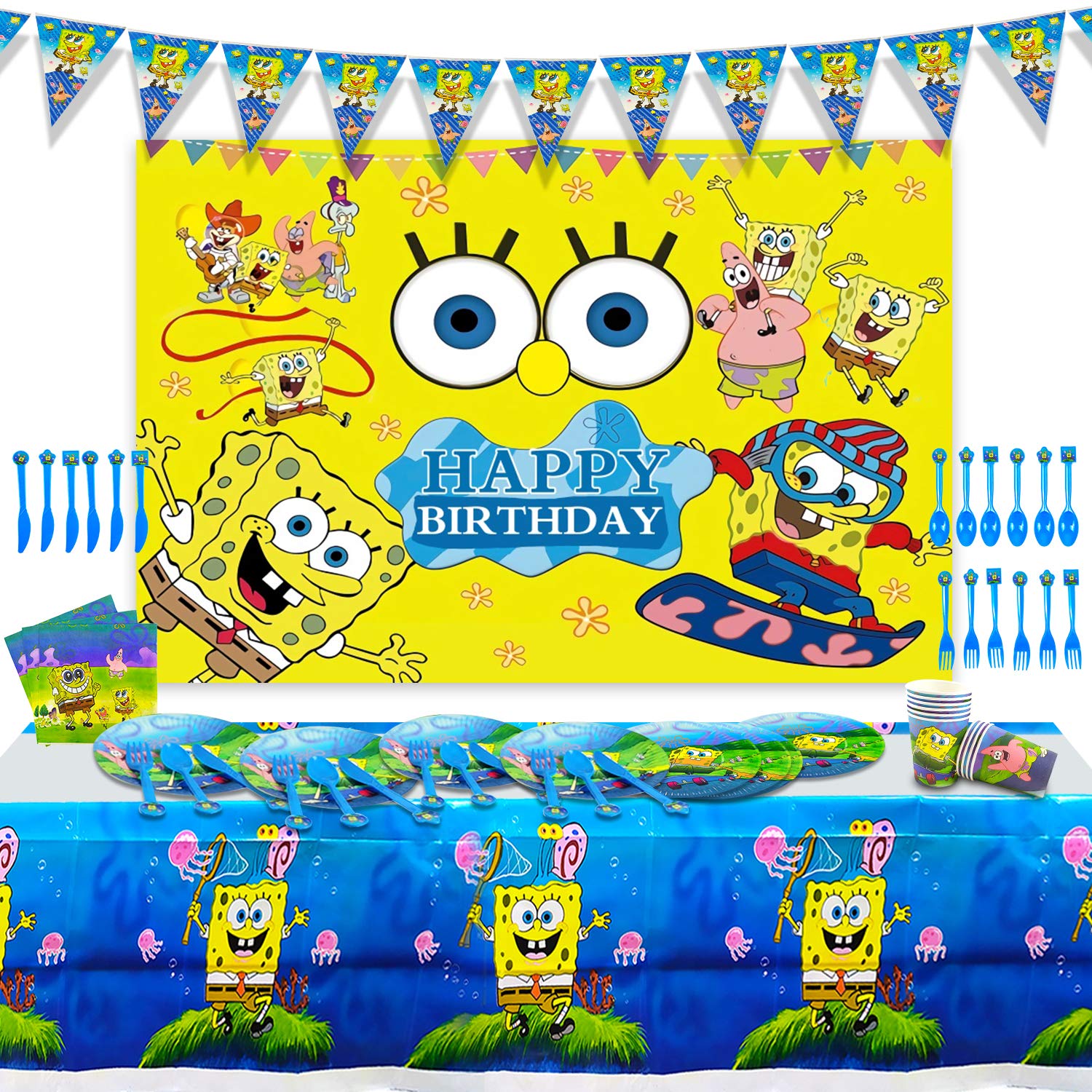 Buy Yellow Party Supplies Birthday Decorations for 10 Guest, Happy