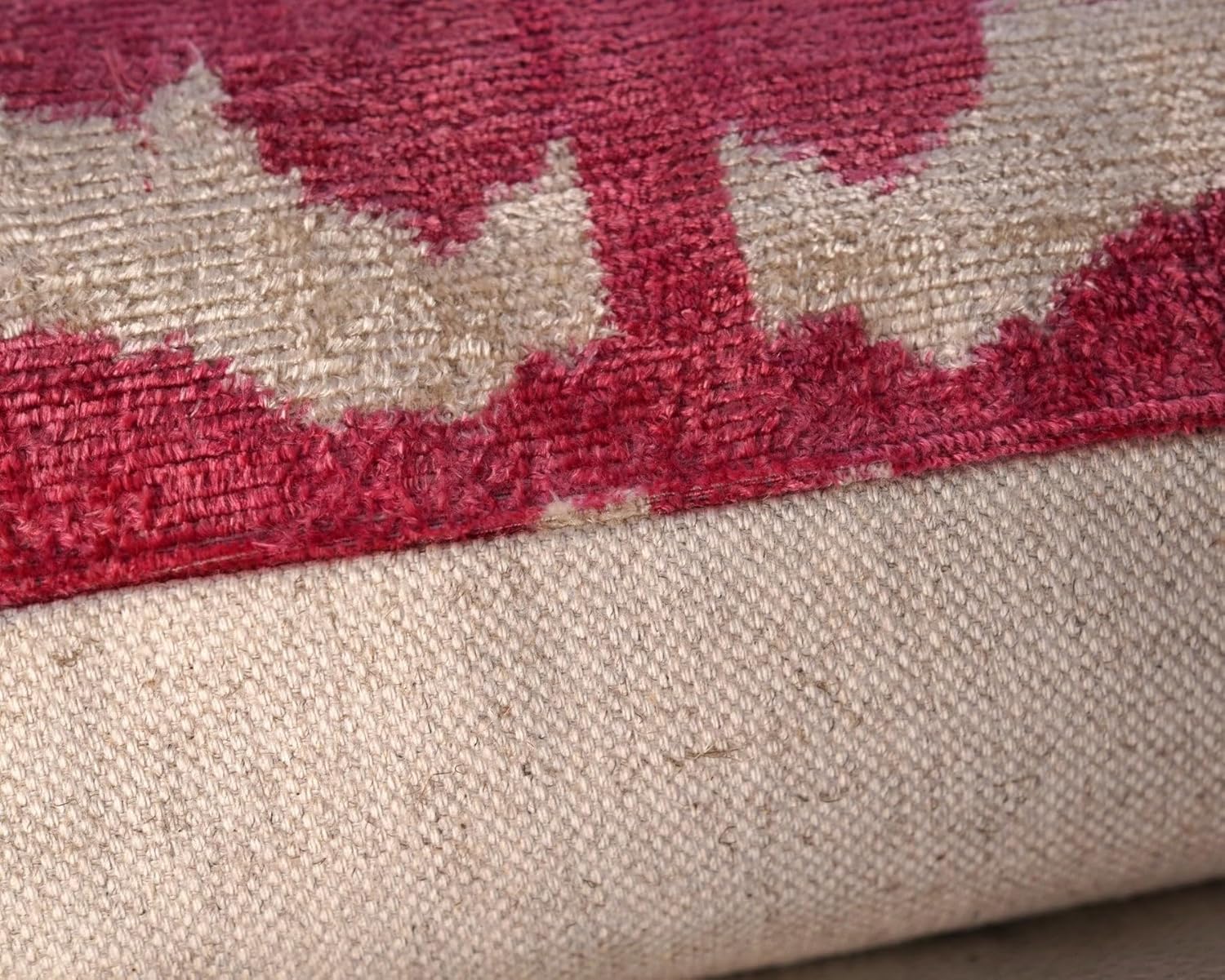 CANVELLO Luxury Velvet Throw Pillow - Handmade Decorative Cushion with Tiger Print Design - Pinkish Red & Beige, 16x16 Inch, Down Feather Insert, Soft & Plush, Boho Chic Accent Pillow for Sofa & Bed