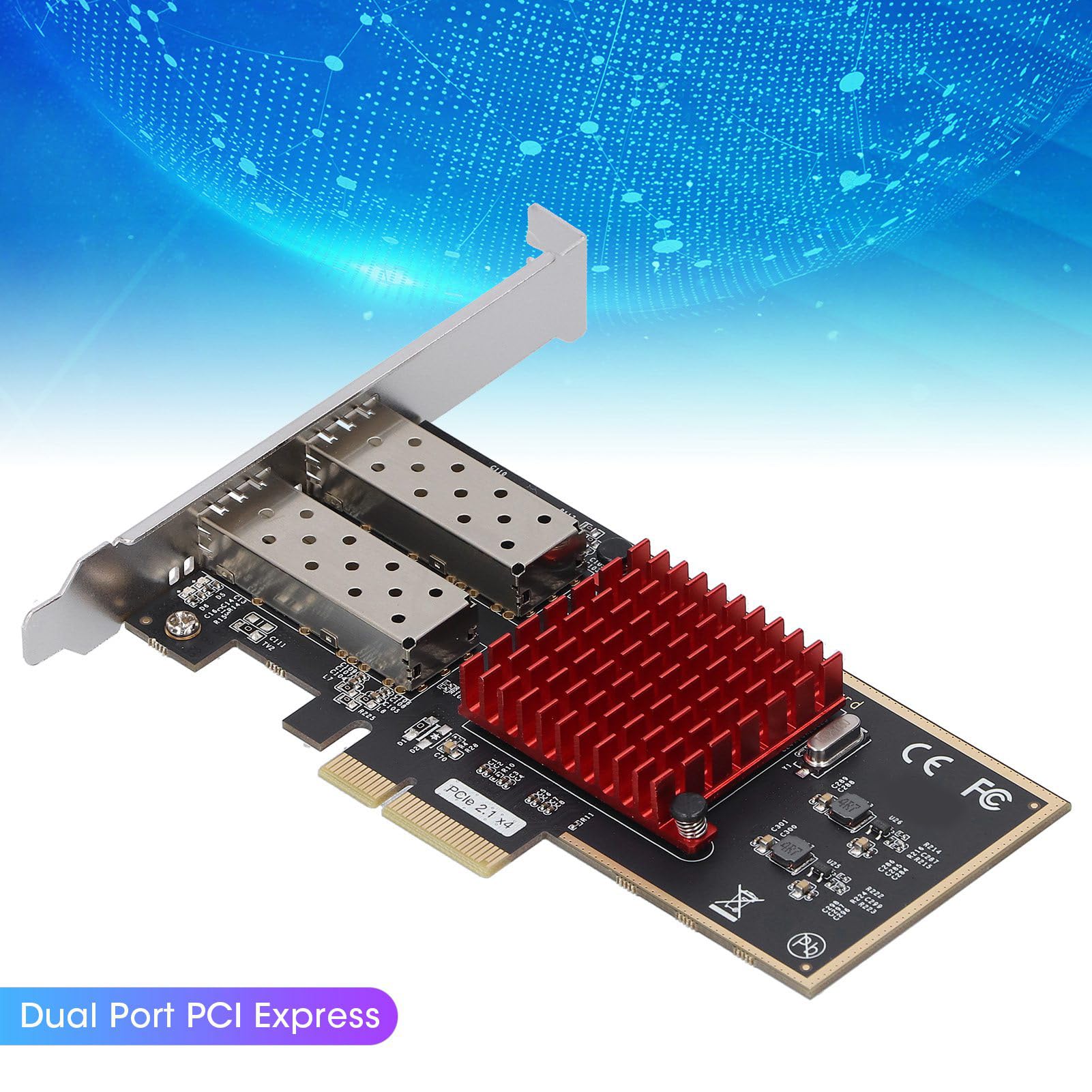 Scheda di Rete per Server in Fibra Ottica PCI Express a Doppia Porta per Computer Desktop con Chip I350 e Porte SFP