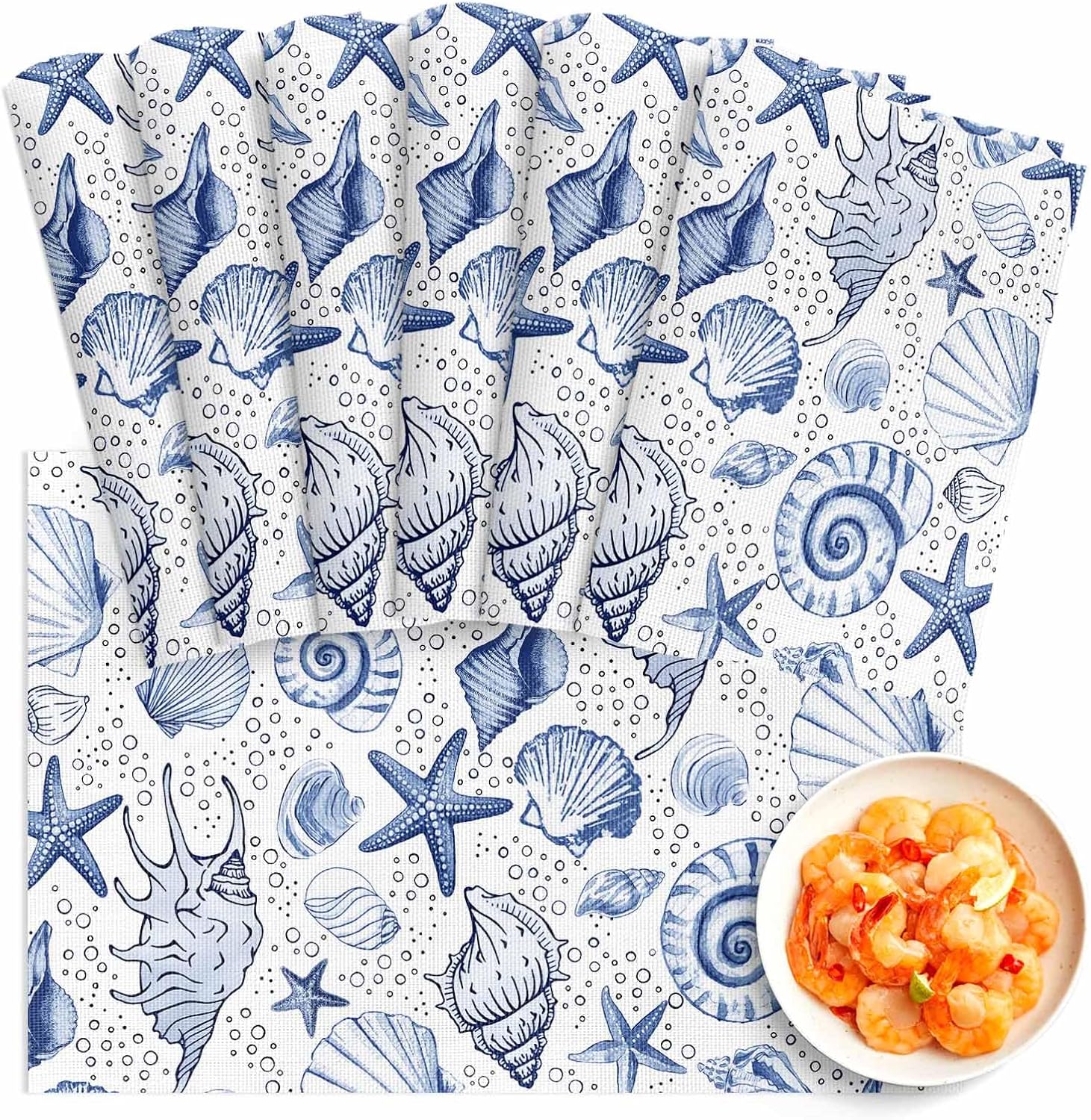 Starfish Seashells Placemats for Dining Table Set of 6
