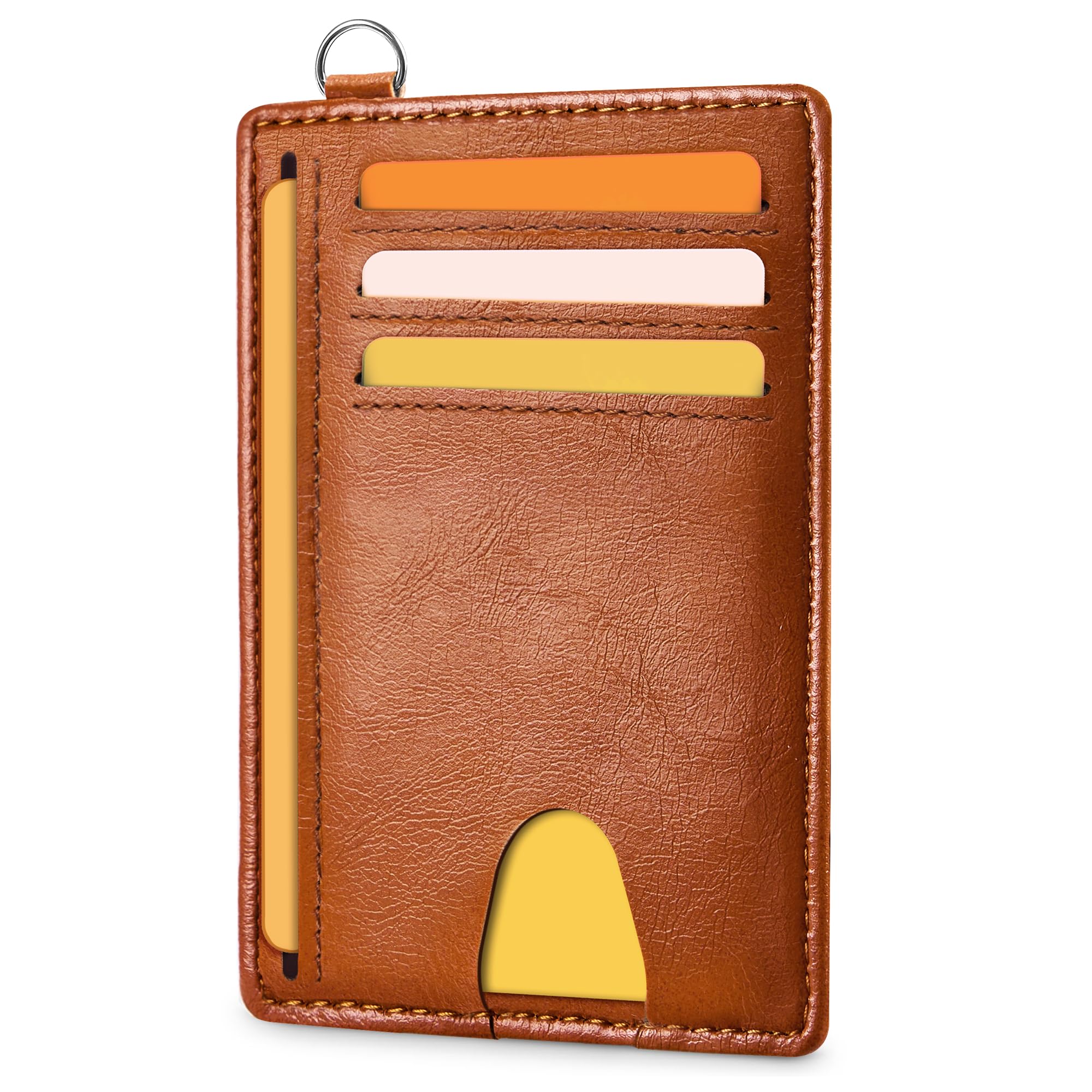 Mayski Slim Wallet, Credit Card Holder for Women, Minimalist Front Pocket RFID Blocking Card Cases, Small Wallet Women Men(Oiled Wax Brown)