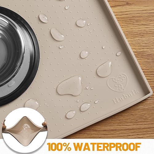 Miniatura 25 de Hubulk Tapete de alimentación para perros, 100% impermeable, de silicona de grado alimenticio, mantel individual para alimentos y agua