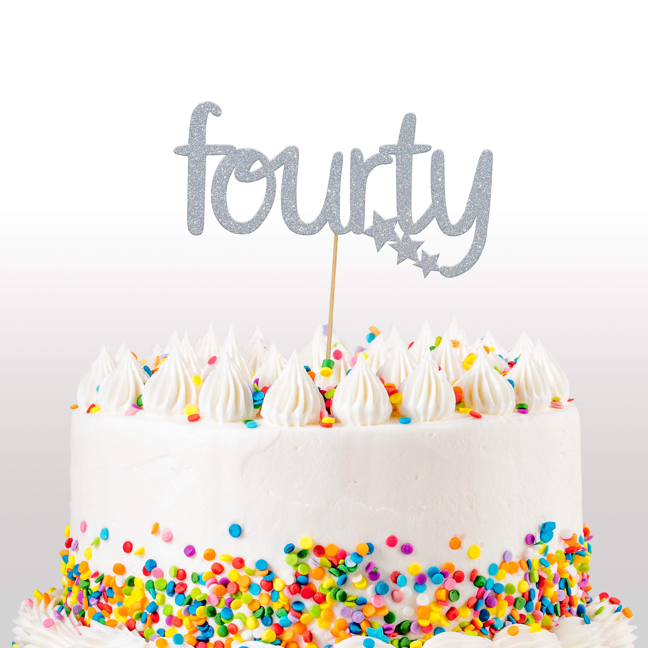 CIEHER Topper Per Torta 40° Compleanno Con Strisce Di Metallo E Strass – Decorazione Elegante Per Donne, Altezza Regolabile 20,6 Cm
