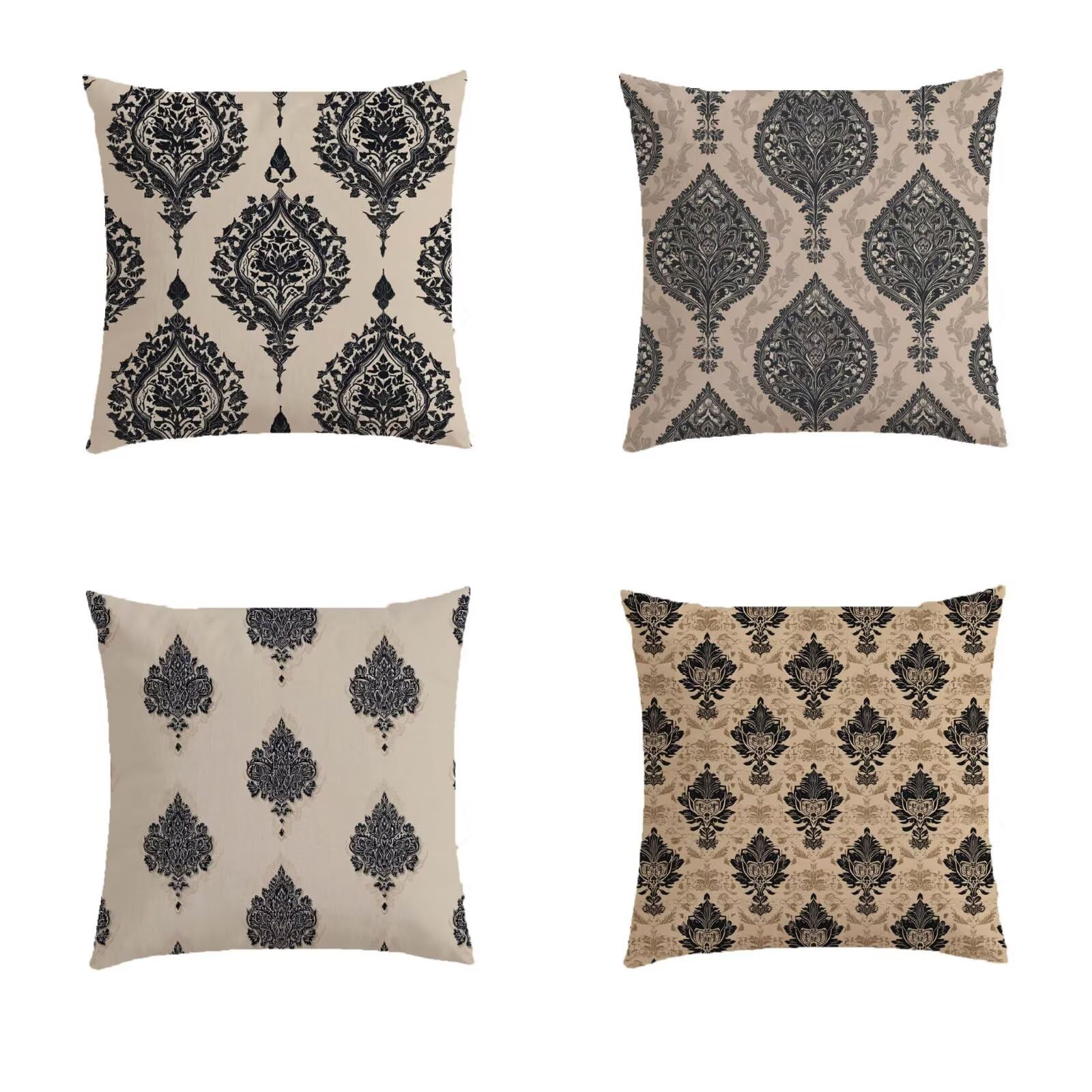 Fermeture invisible pour cette housse de coussin 45x45 cm lot de 4 au tissu géométrique