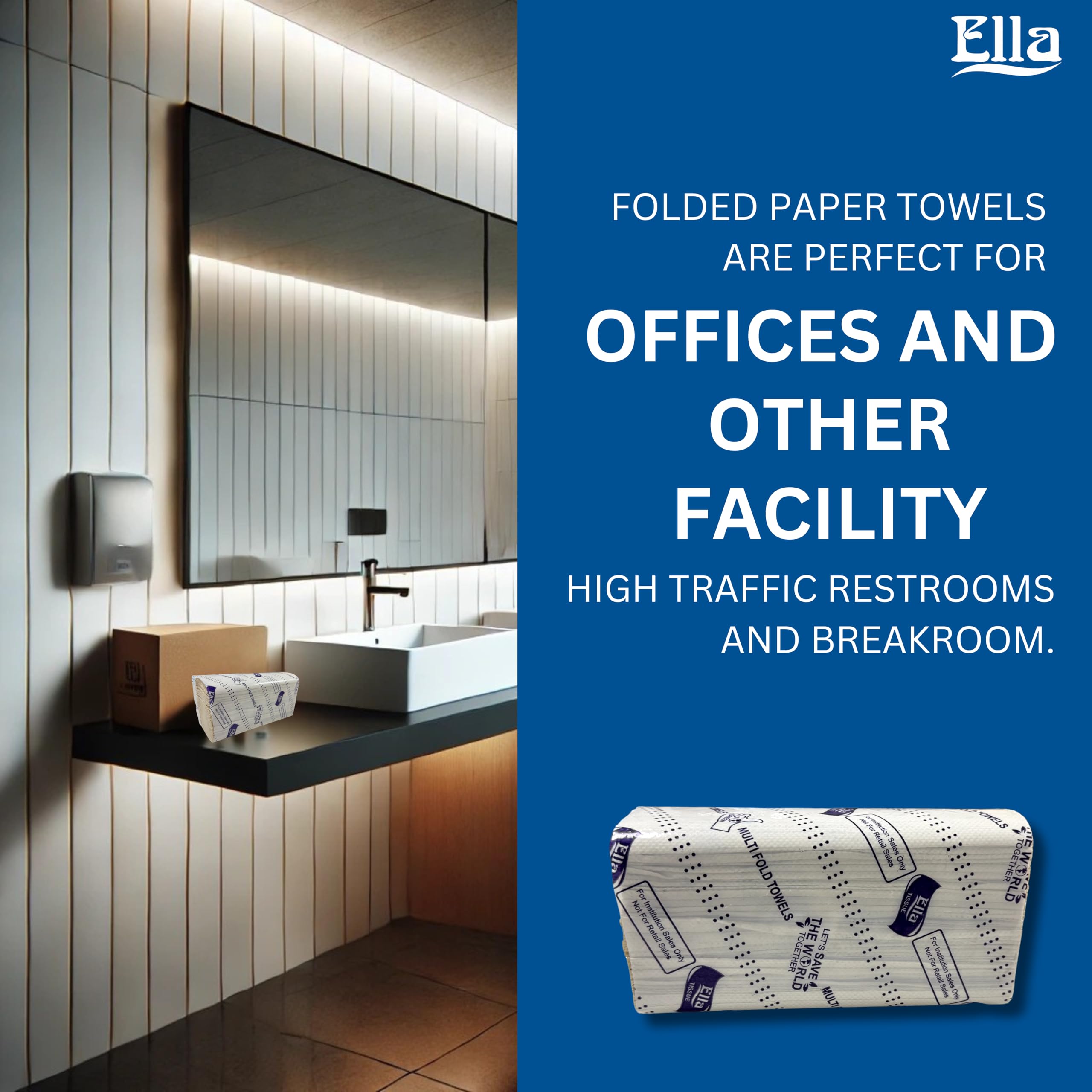 ELLA Brown Multi Fold Tissue Paper I Soft Sustainable Absorbent Durable I Perfect For Commercial Office Home Use I 10 Packs Of 130 Sheets I Free Check Duster Cloth - Image 5 thumbnail