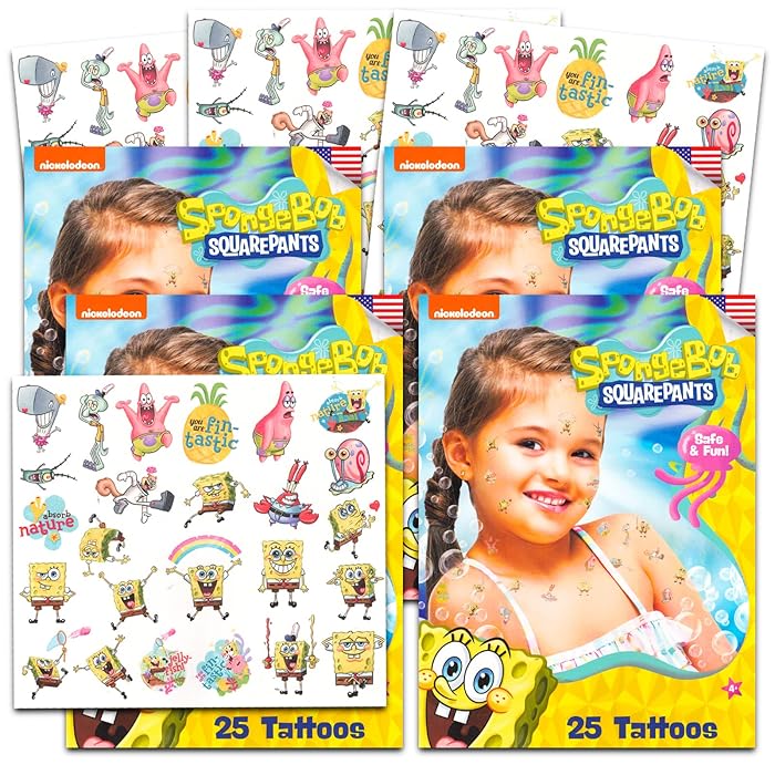 Buy Spongebob Squarepants Temporary Tattoo Set for Kids and Adults