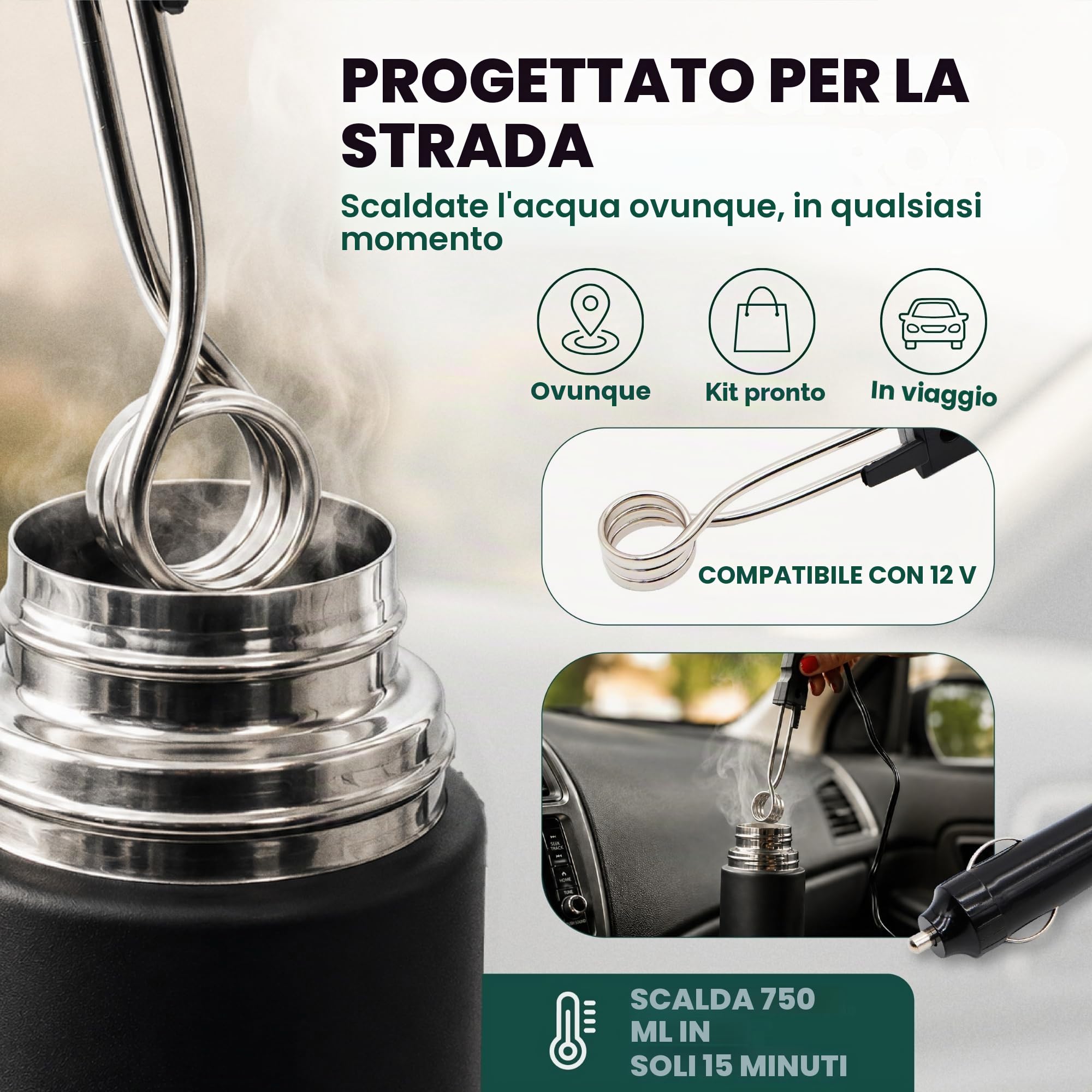 Kit completo Yerba Mate – include Mate Cup, Straw (Bombilla), thermos da 750 ml, sacchetto e due regali (contenitore Yerbero e scaldabagno ad immersione)