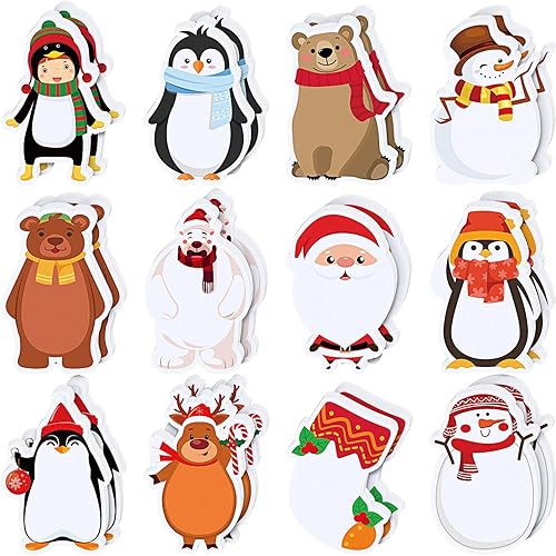 Bloc de notas de Navidad para el trabajo, bloc de notas de Navidad, muñeco de nieve, Papá Noel, notas adhesivas, para vacaciones de invierno,