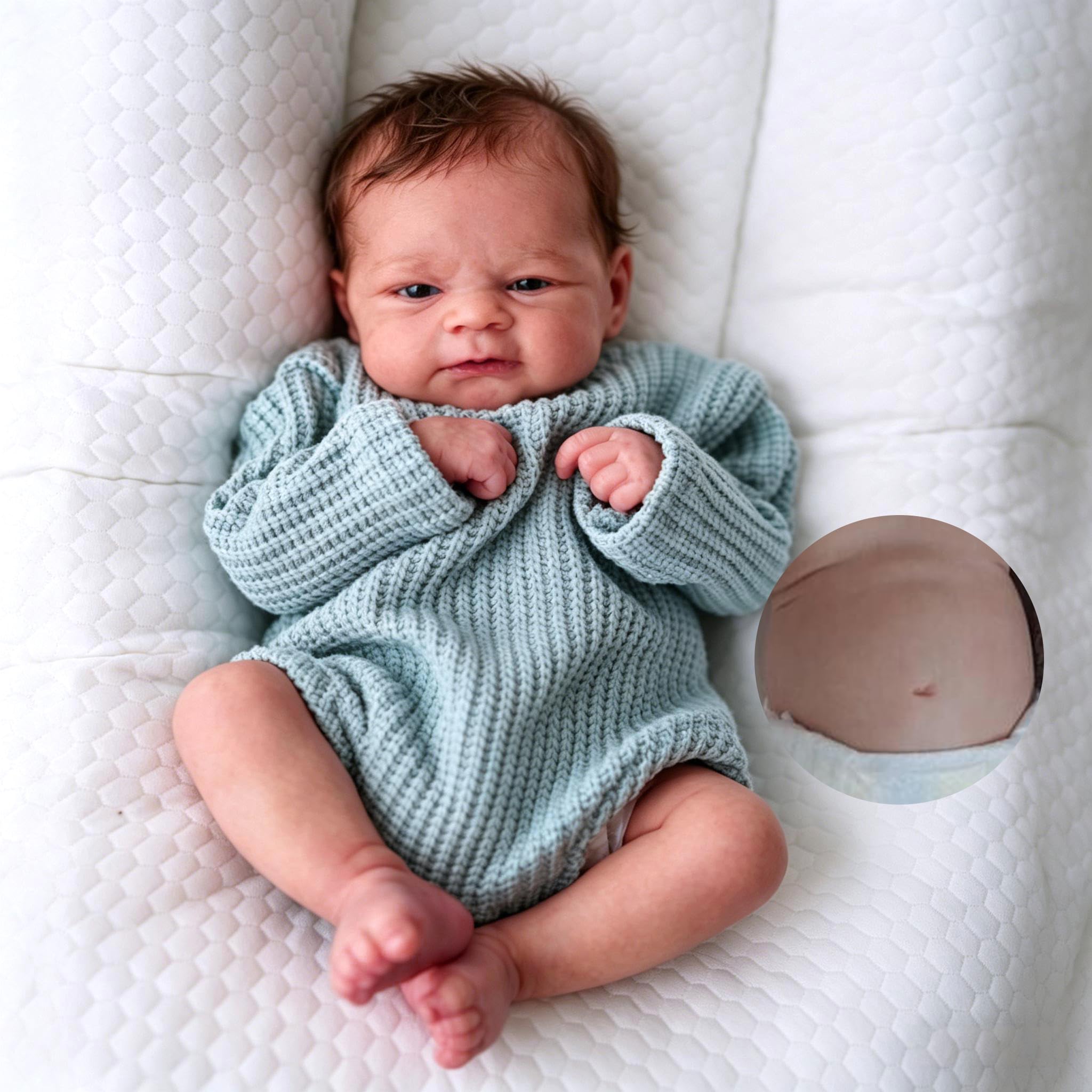 Anano Full Vinyl Baby Doll-17 In Reborn Baby Dolls Vinyl Full Body, Realistic Babys Doll Newborn Boy, Real Life Babys Reborn Dolls, Lifelike Babies Wahsable Toy