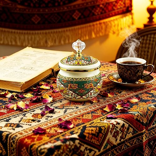 Miniatura 8 de Azucarero esmaltado floral dorado étnico tarro de condimento vintage para té, caja de especias, recipiente de almacenamiento de dulces retro para