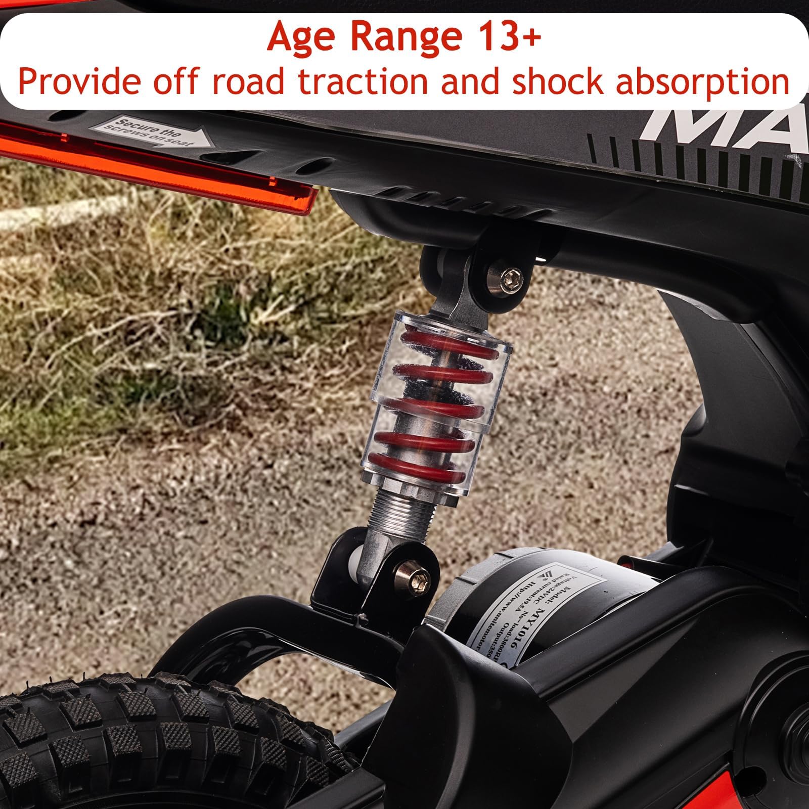 GarveeLife Mini Moto Cross électrique Enfant 24V 350W - Double Batterie - 3 Vitesses 8/12/23 km/h - Suspension amortie, Cadre renforcé, pneus Caoutchouc - Impulsion Max 60 kg - Rouille (Red No. 9)