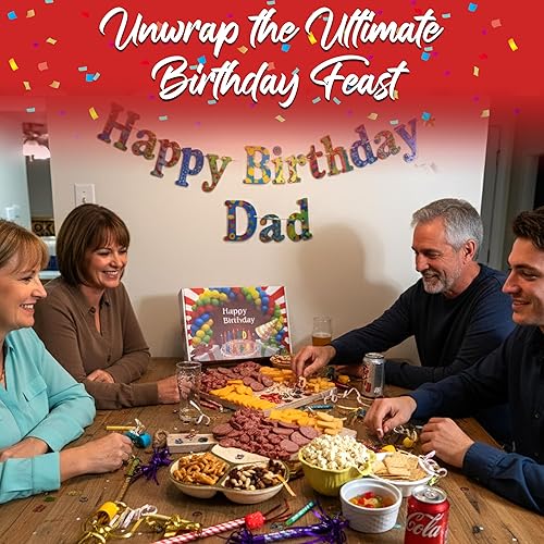 Miniatura 4 de Happy Birthday Box For Him or Her Includes Delicious Meats, Cheese, Pretzels, Popcorns, Cookies, and Haribro Gummy Bears | Meat and Cheese Gift