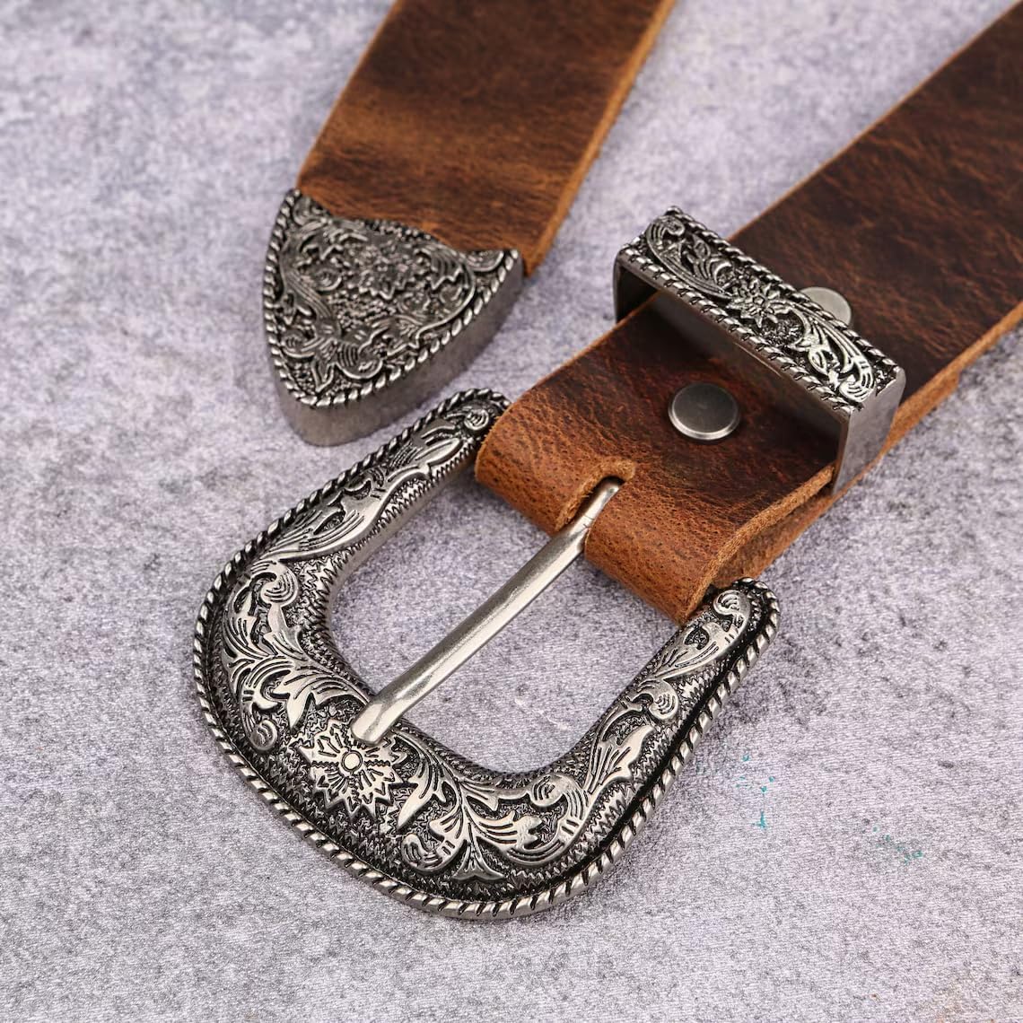 Handmade Western Buffalo Leather Belt,Mens Western Belt, 1.5" Width | Pull-Up Brown,Custom Waist Fit for Men