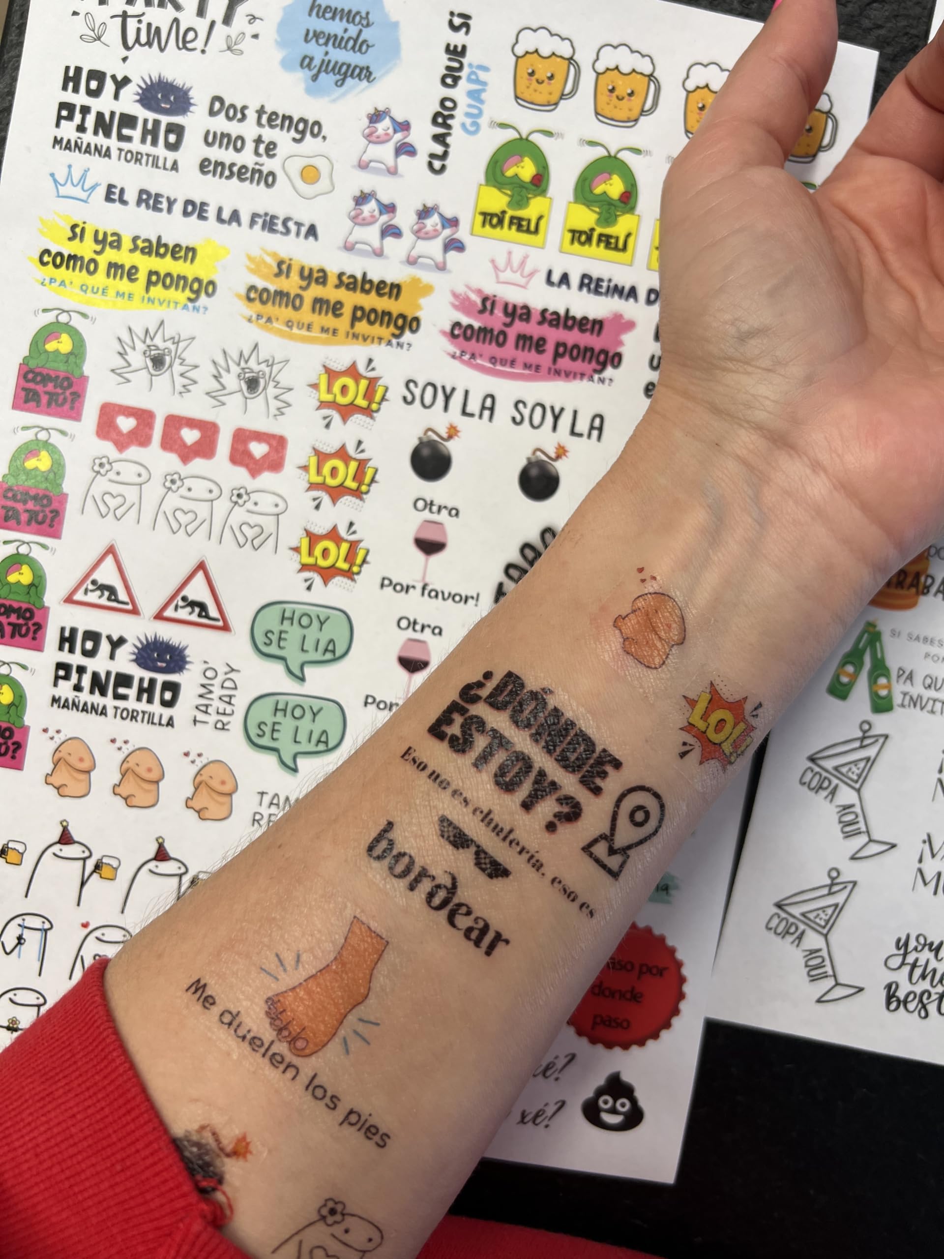 Uvimark | Tatuajes Temporales Fiesta | Más de 100 Calcomanías Divertidas | Calcomanías para Fiestas con Diseños Variados | Tatuajes Falsos Diversión