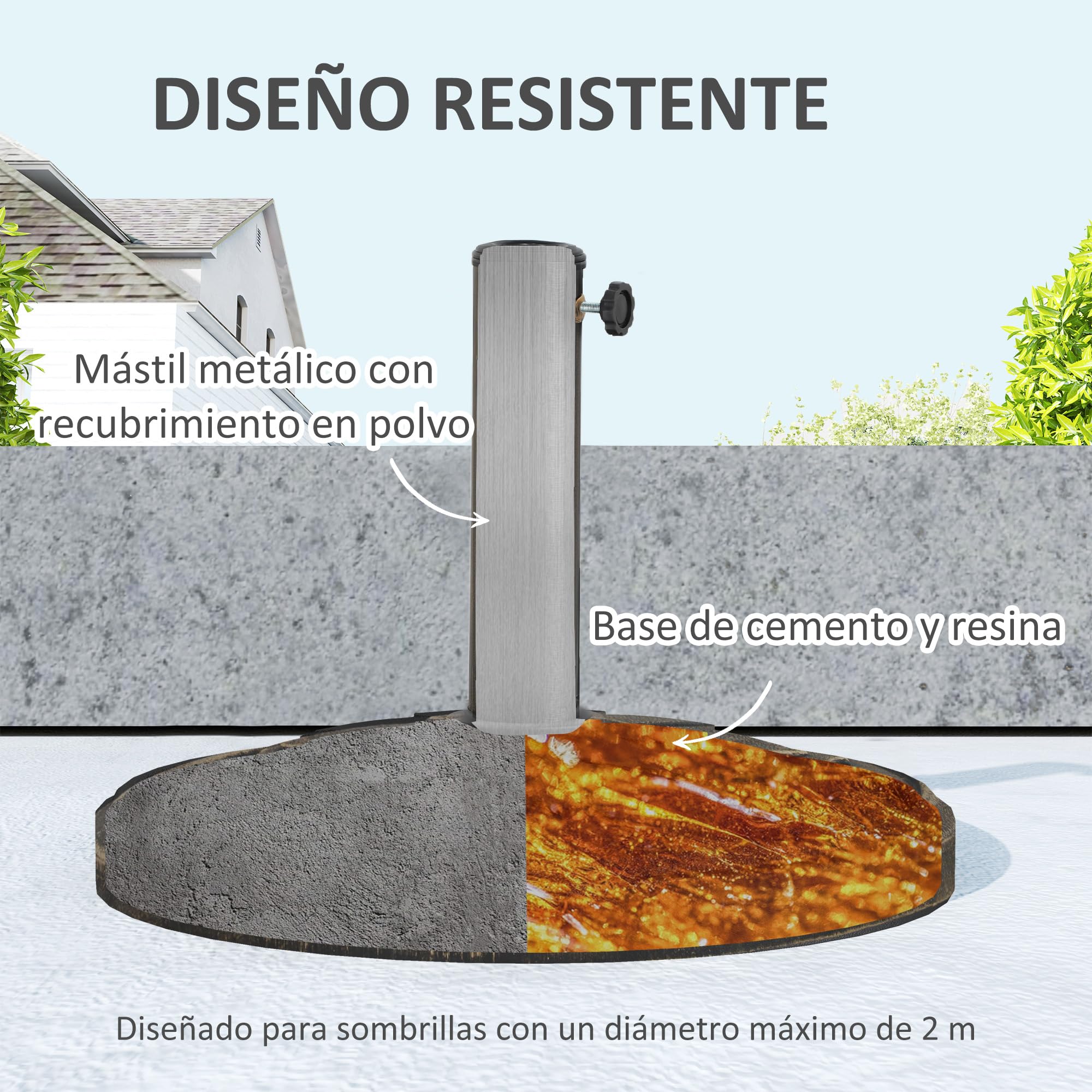 Outsunny Base para Sombrilla Redonda Relleno de Cemento 12 kg Bronce