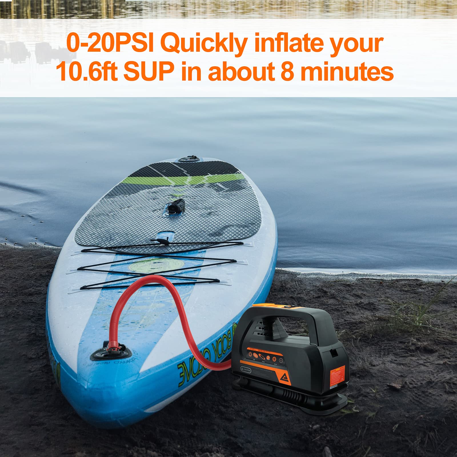 Amazon.co.jp: パドルボードポンプ: 0-100 調節可能 PSI電動SUP  