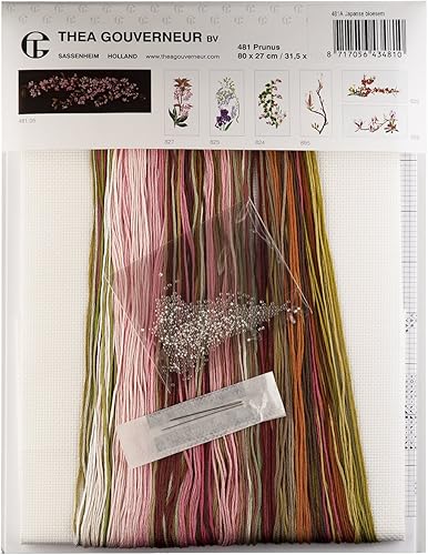 Miniatura 2 de Thea Gouverneur - Kit de punto de cruz contado - Flor japonesa - Aida - 18 unidades - para adultos - 481A