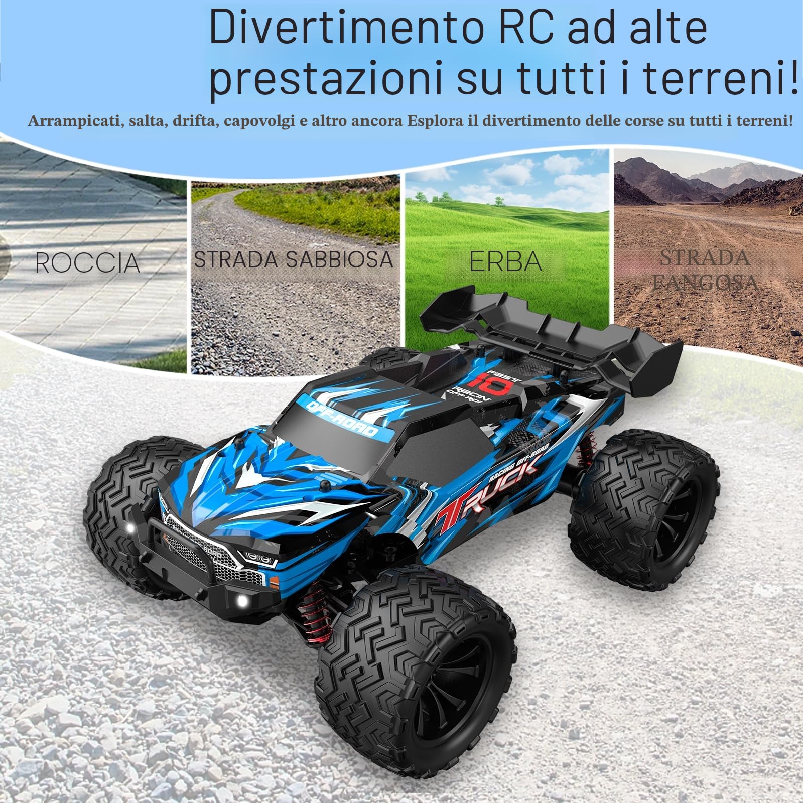 1:16 Auto telecomandata, 40 KM/H Veloce Auto telecomandata Monster Truck per Adulti, 4WD Auto telecomandata Monstertruck RC Cars Auto per Ragazzi dai 8+ 10 Anni