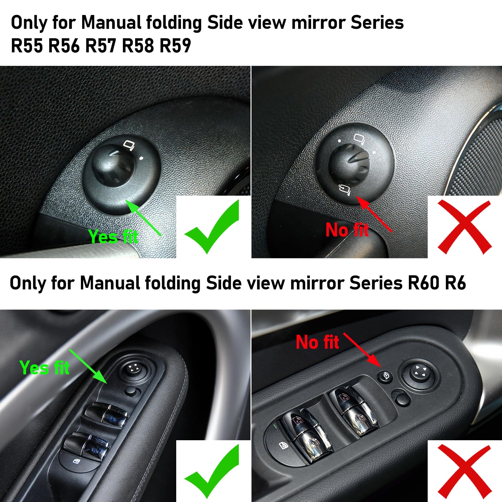 TTCR-II 2 PCS Spiegelabdeckungen Kompatibel mit Mini Cooper R56 Rückspiegel Abdeckung R55 R56 R57 R58 R59 R60 R61 Seitenspiegelgehäuse 2007-2015 Rückspiegelabdeckung (Manuell anklappbarer Spiegel)