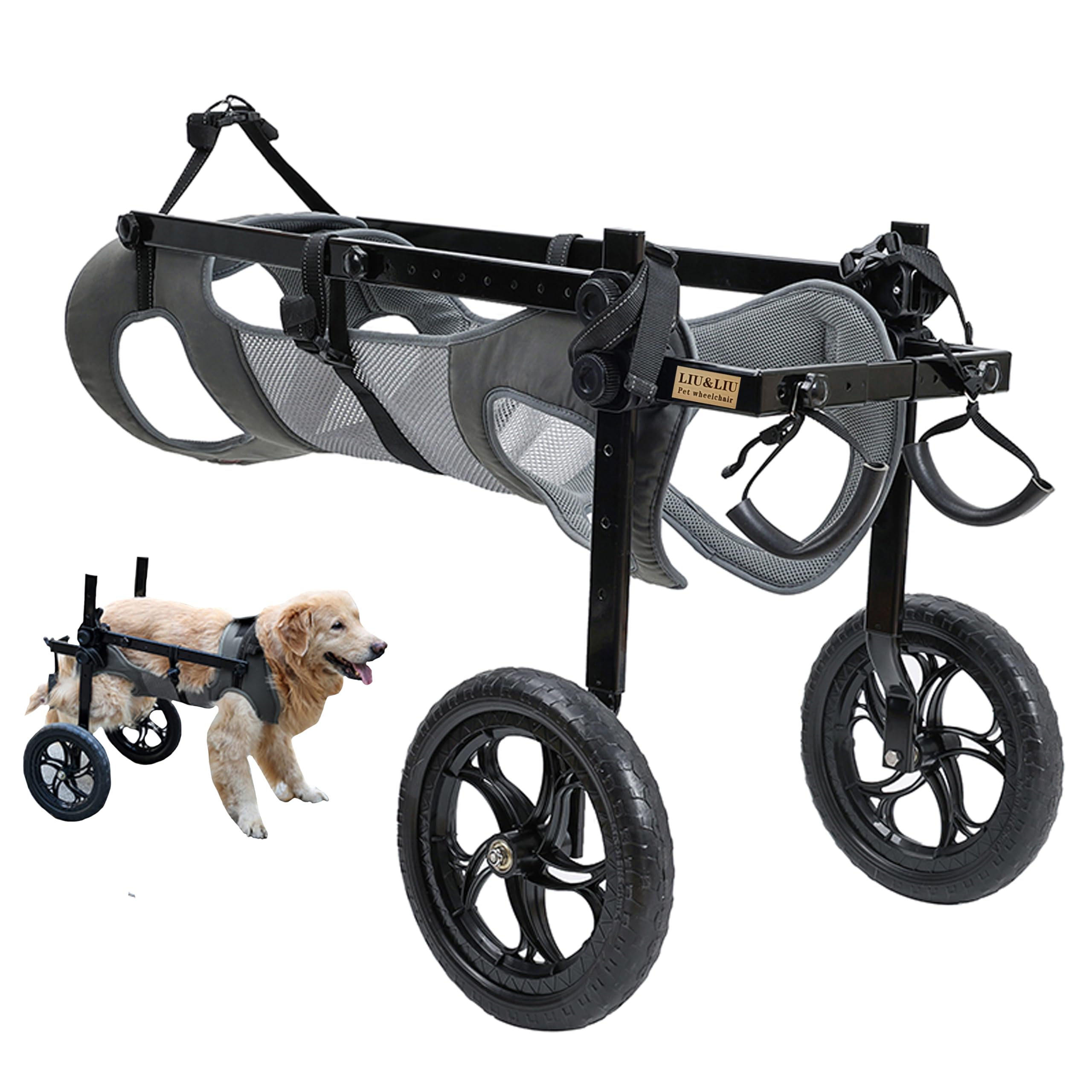 LIU&LIU 2 Wheels Adjustable Dog Wheelchair for Back Legs,Pet Hind Limb Rehabilitation,Older,Disabled
