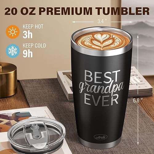 Miniatura 3 de Regalos para abuelo, regalos de cumpleaños para abuelos, regalos de Navidad, regalos para el mejor abuelo con vaso de viaje, cartera de cuero,