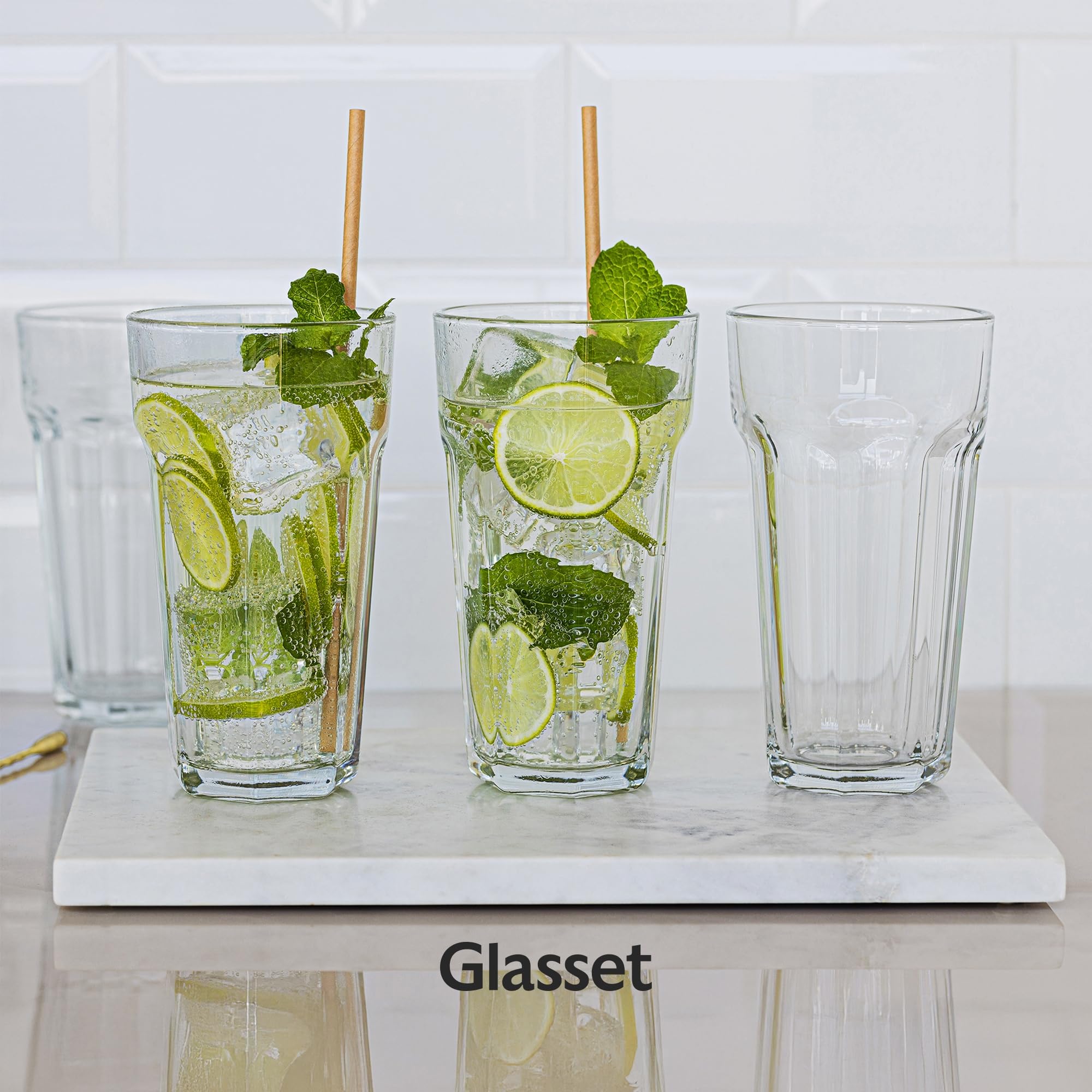 Bicchieri XXL, set da 6 pezzi, 700 ml, design americano, bicchieri da cocktail Highball, 100% riciclabili, lavabili in lavastoviglie, trasparenti