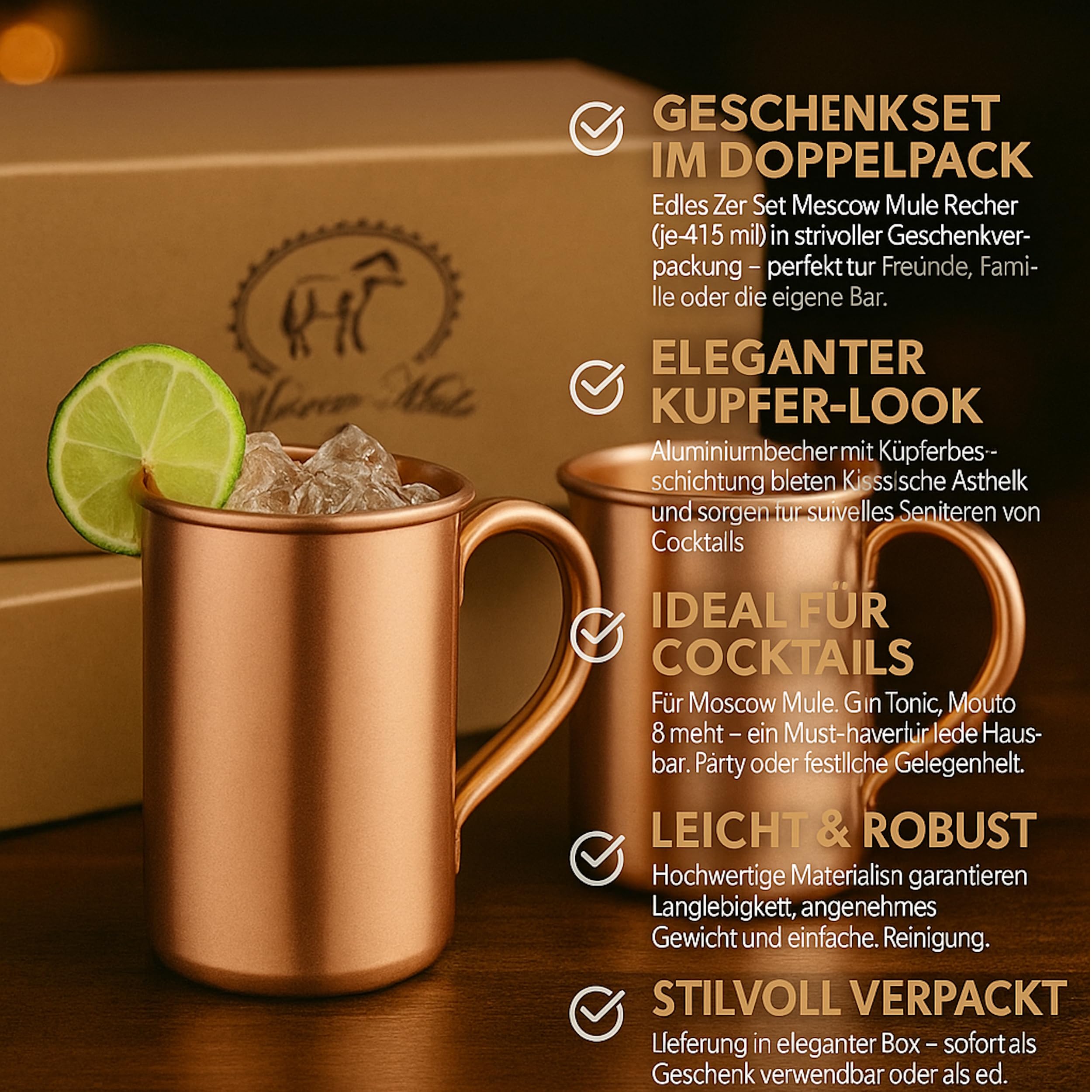 noTrash2003 Moskow Mule Mug Presentset Set Miedziany kubek podróżny