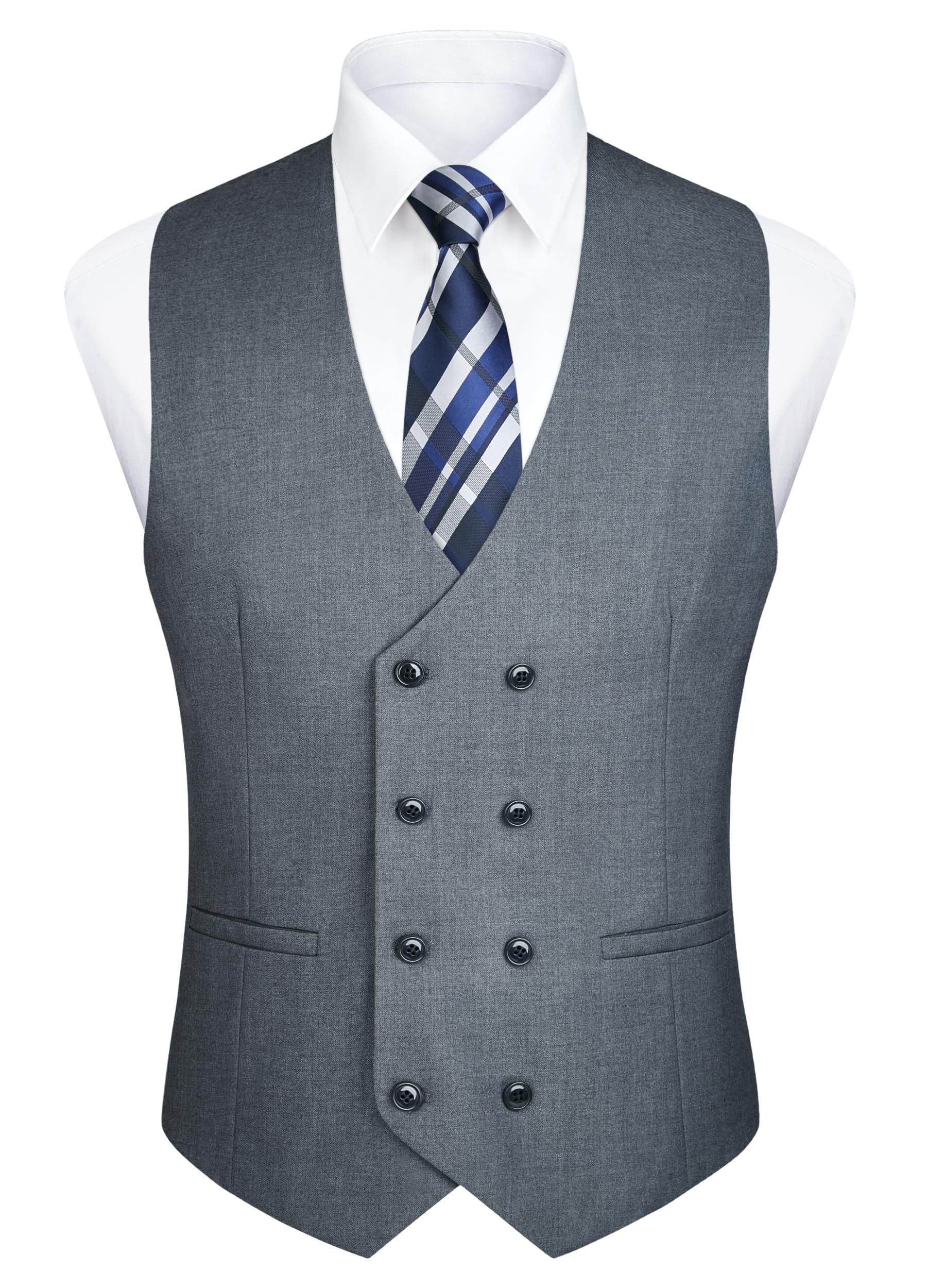 Enlision Gilet da Uomo a Doppio Petto Con Scollo a V Gilet da Abito Casual e Formale da Uomo