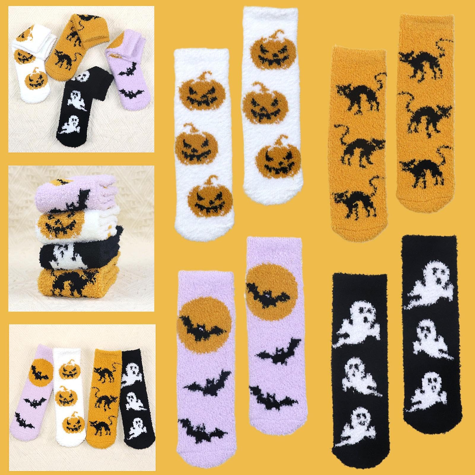 Zabawne skarpetki Halloween Miękka antypoślizgowa skarpeta świecąca w nocy