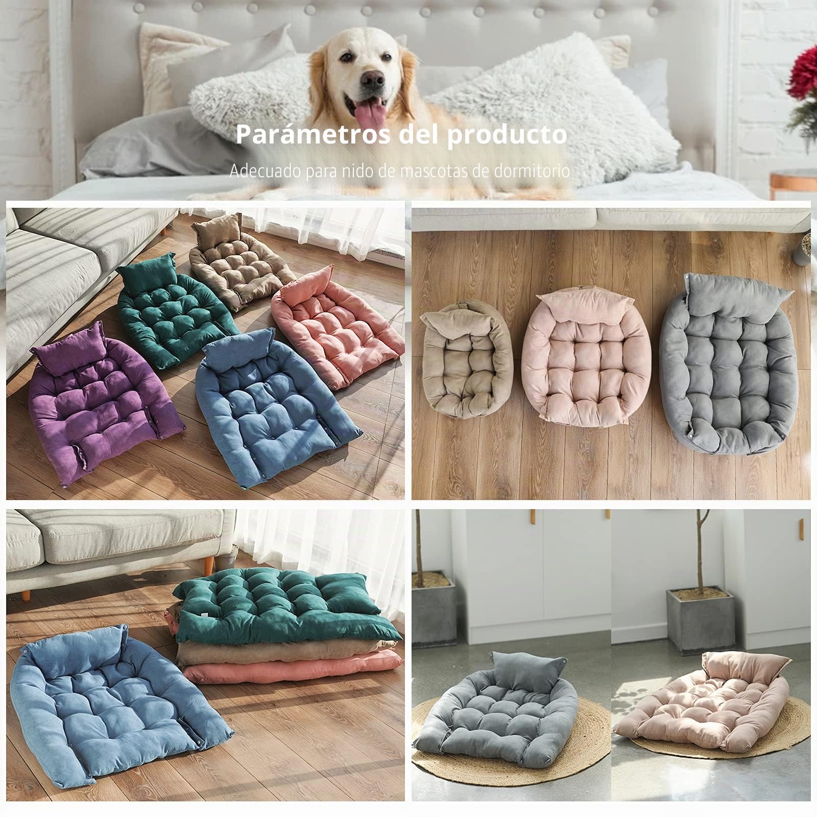 PETCUTE Ortopédica Camas Perro Grande,Multifuncional Cama para Perros,Colchoneta Perro Antideslizante,Cama para Mascotas Lavable a Máquina,Tres Formas Caqui L
