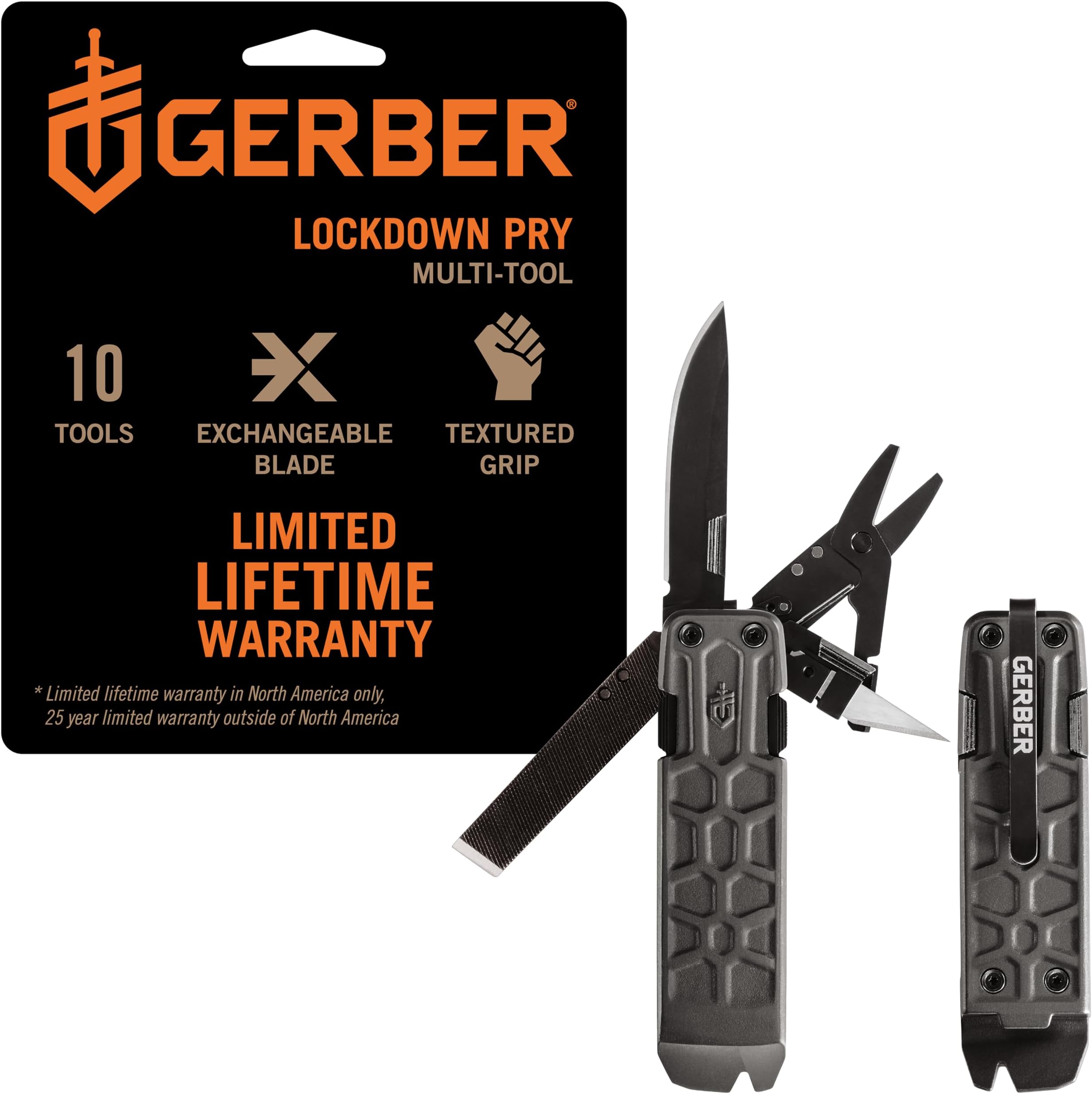 Gear Lockdown Pry 10-in-1 Multitool EDC Pocket Knife with Pry Bar for Survival, Hunting and Fishing, Gifts for Men