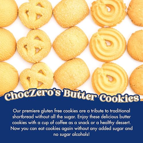 Miniatura 3 de ChocZero Keto Butter Cookies  Regalo de mantequilla danesa sin azúcar, sin gluten, bajas en carbohidratos (1 lata, 12 onzas)