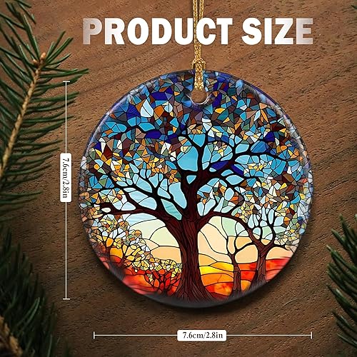 Miniatura 2 de Touber Adorno de árbol de la vida, decoración de Navidad, idea de regalo de vacaciones, recuerdo de reliquia, cerámica redonda, regalo de bolas,